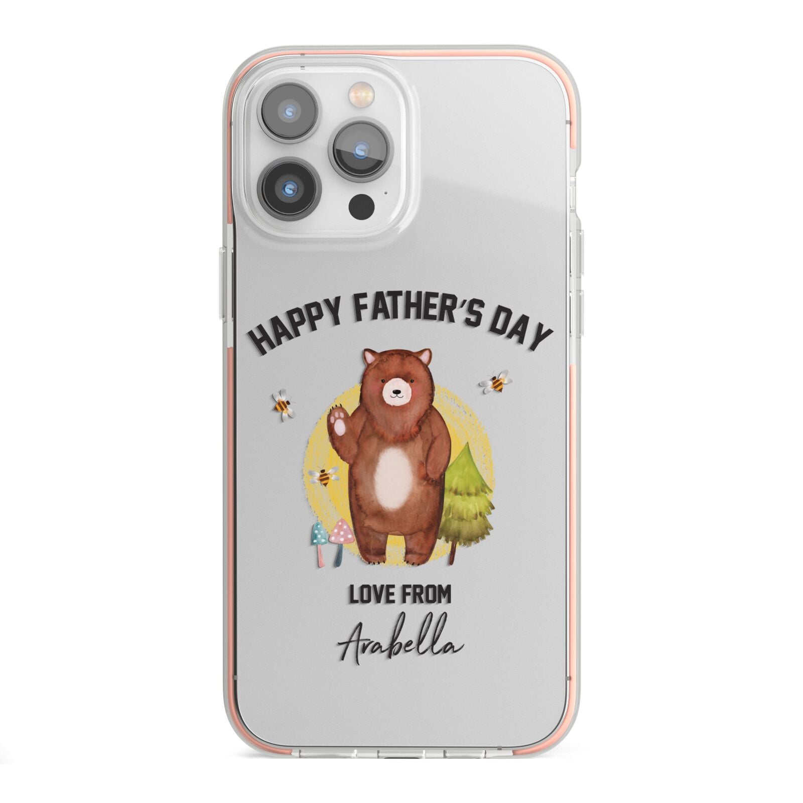 Fathers Day Bear iPhone 13 Pro Max TPU Impact Case with Pink Edges