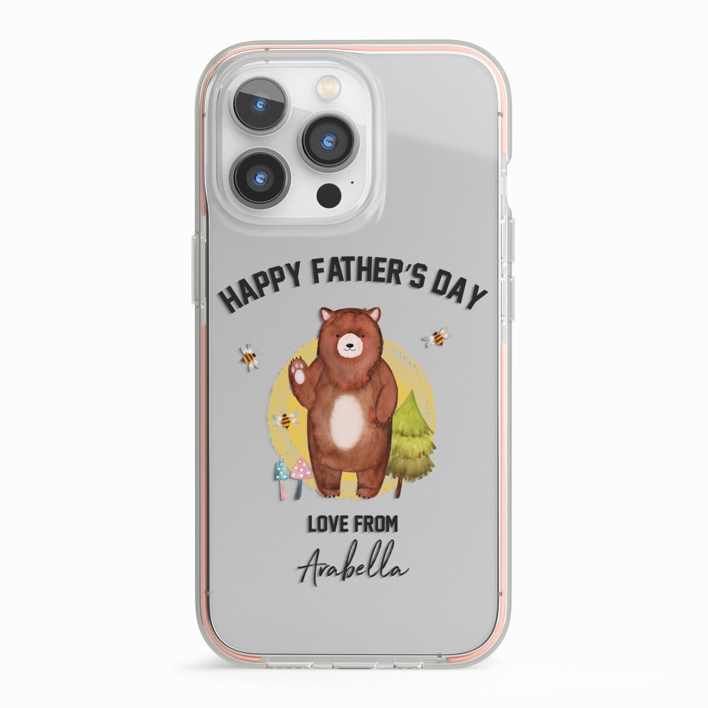 Fathers Day Bear iPhone 13 Pro TPU Impact Case with Pink Edges