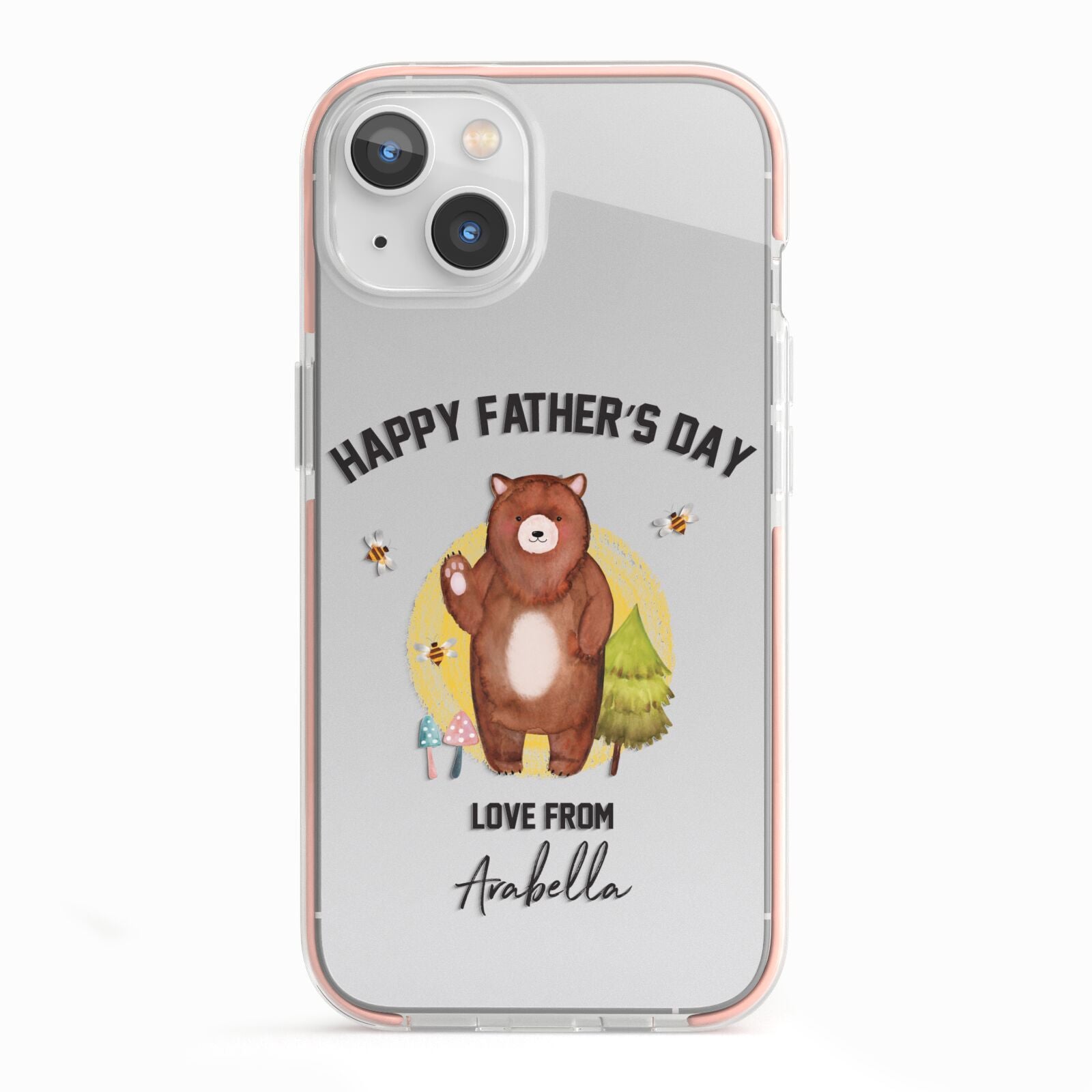 Fathers Day Bear iPhone 13 TPU Impact Case with Pink Edges