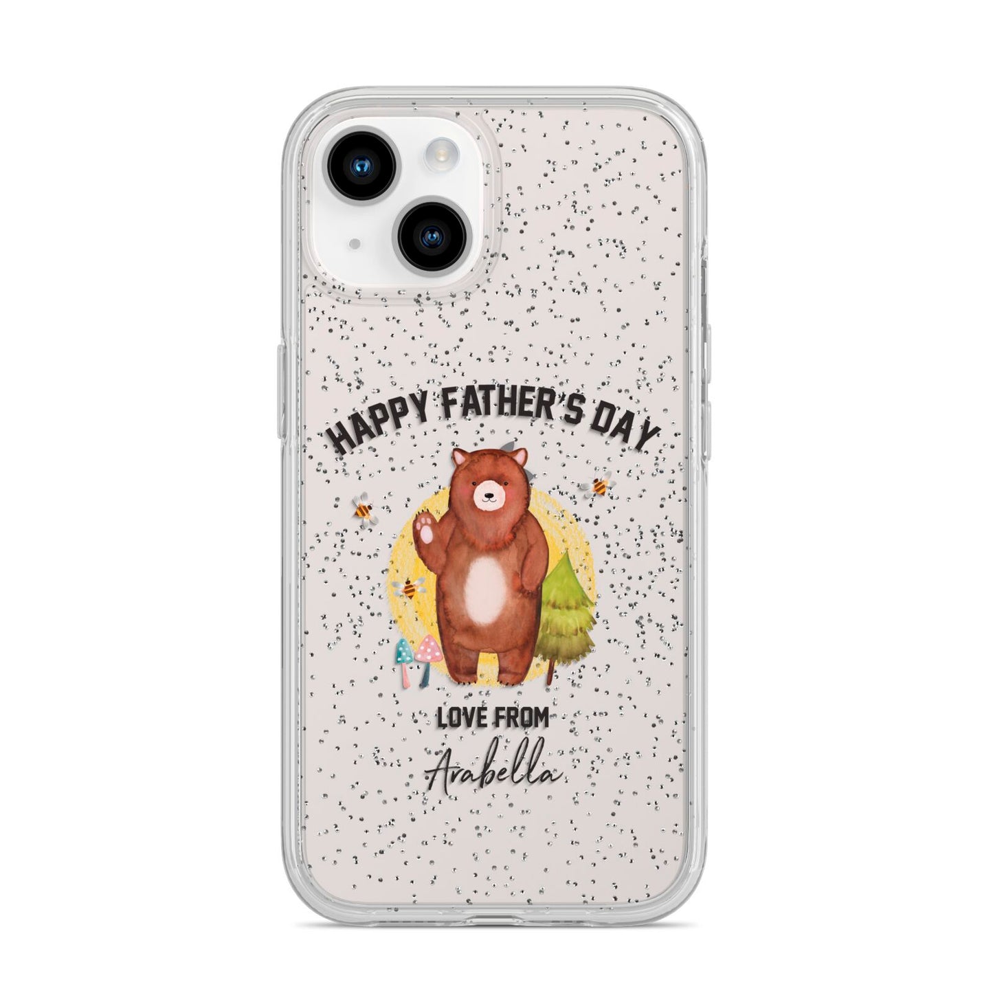 Fathers Day Bear iPhone 14 Glitter Tough Case Starlight