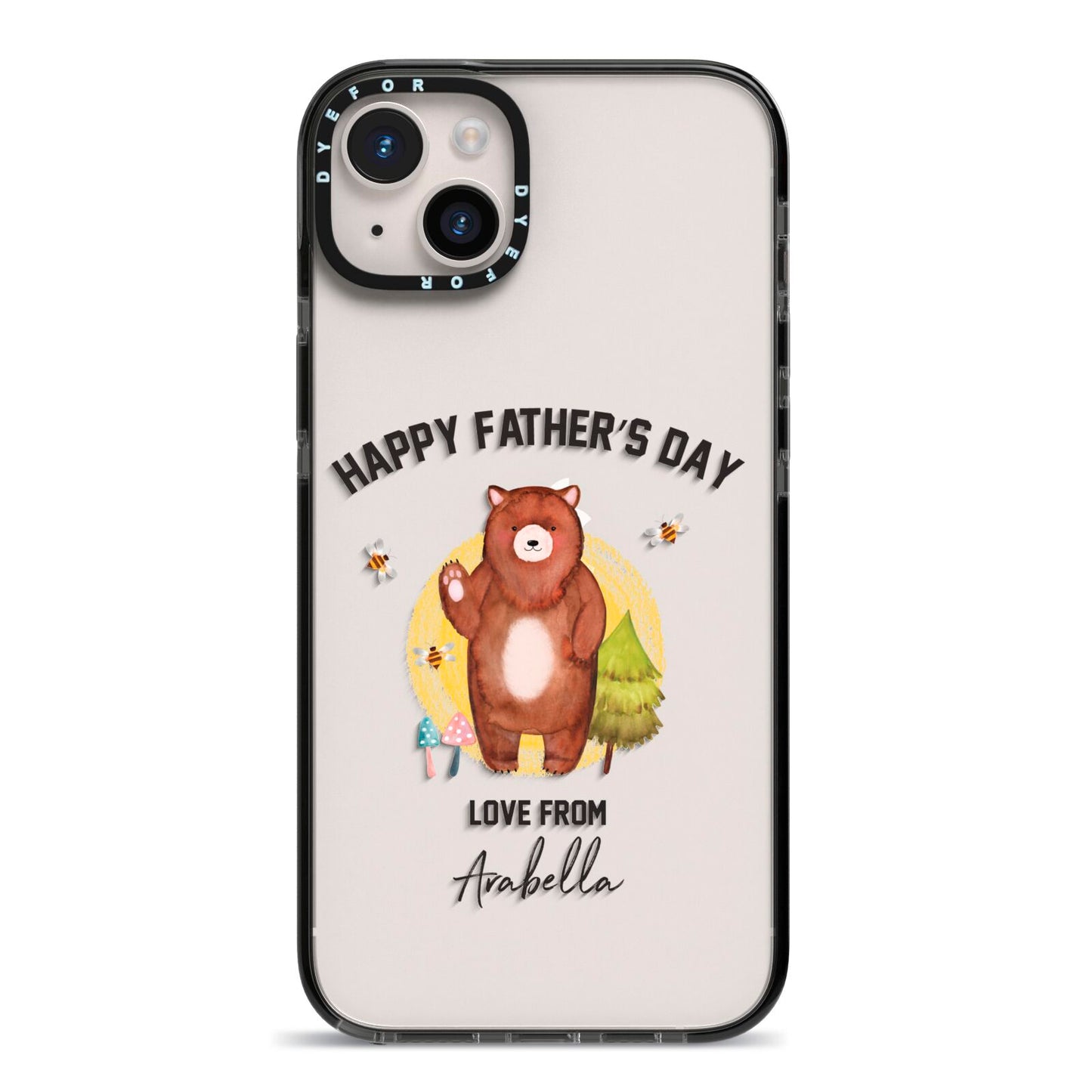 Fathers Day Bear iPhone 14 Plus Black Impact Case on Silver phone