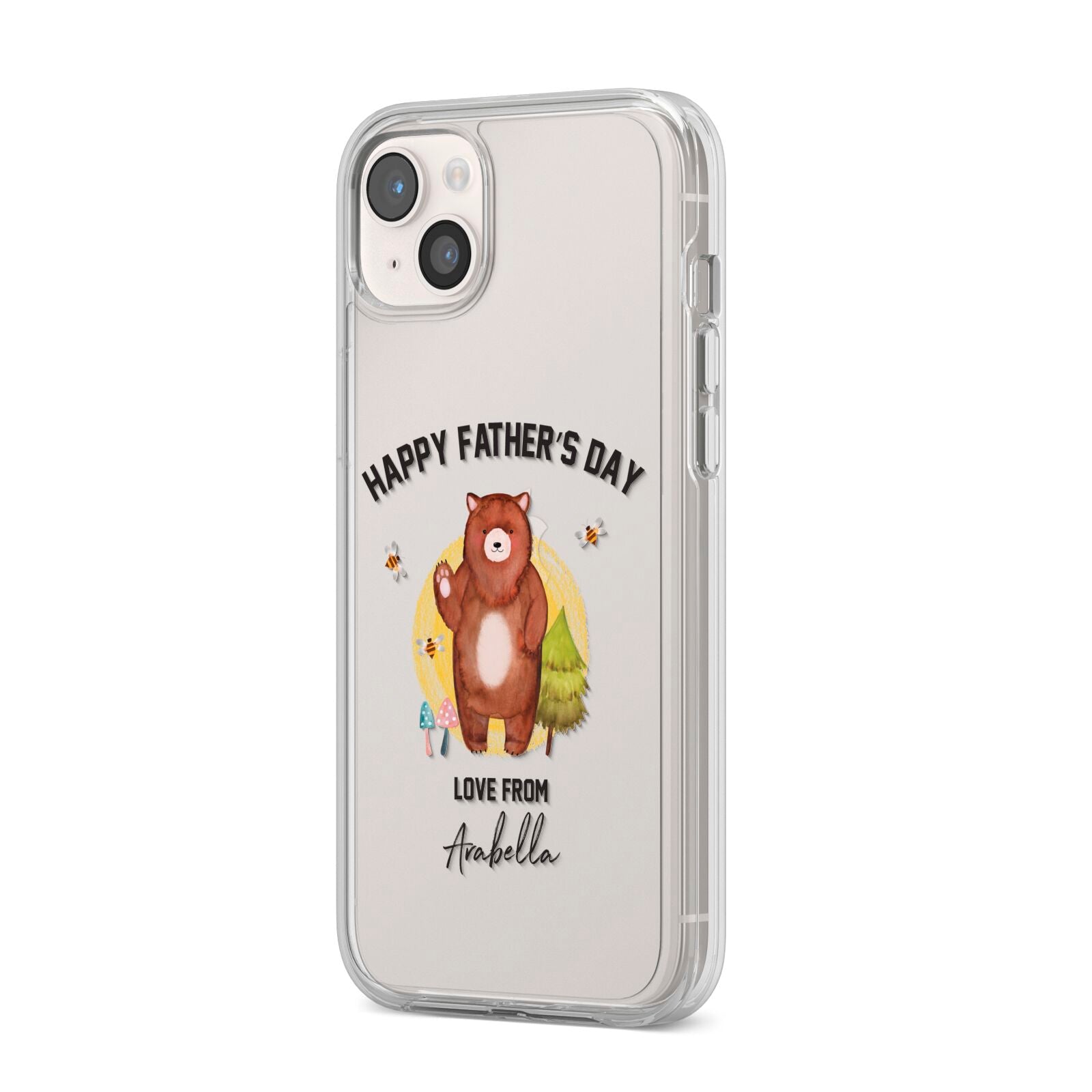 Fathers Day Bear iPhone 14 Plus Clear Tough Case Starlight Angled Image