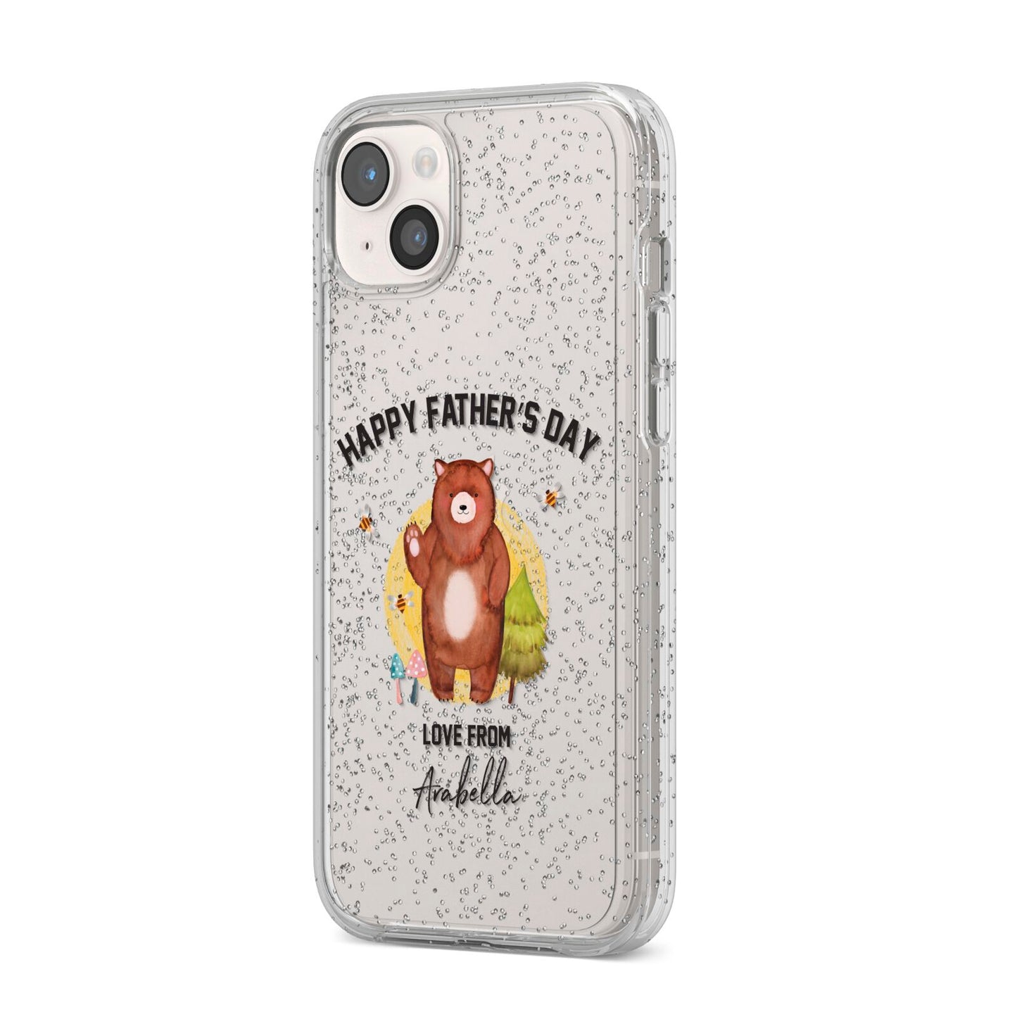 Fathers Day Bear iPhone 14 Plus Glitter Tough Case Starlight Angled Image
