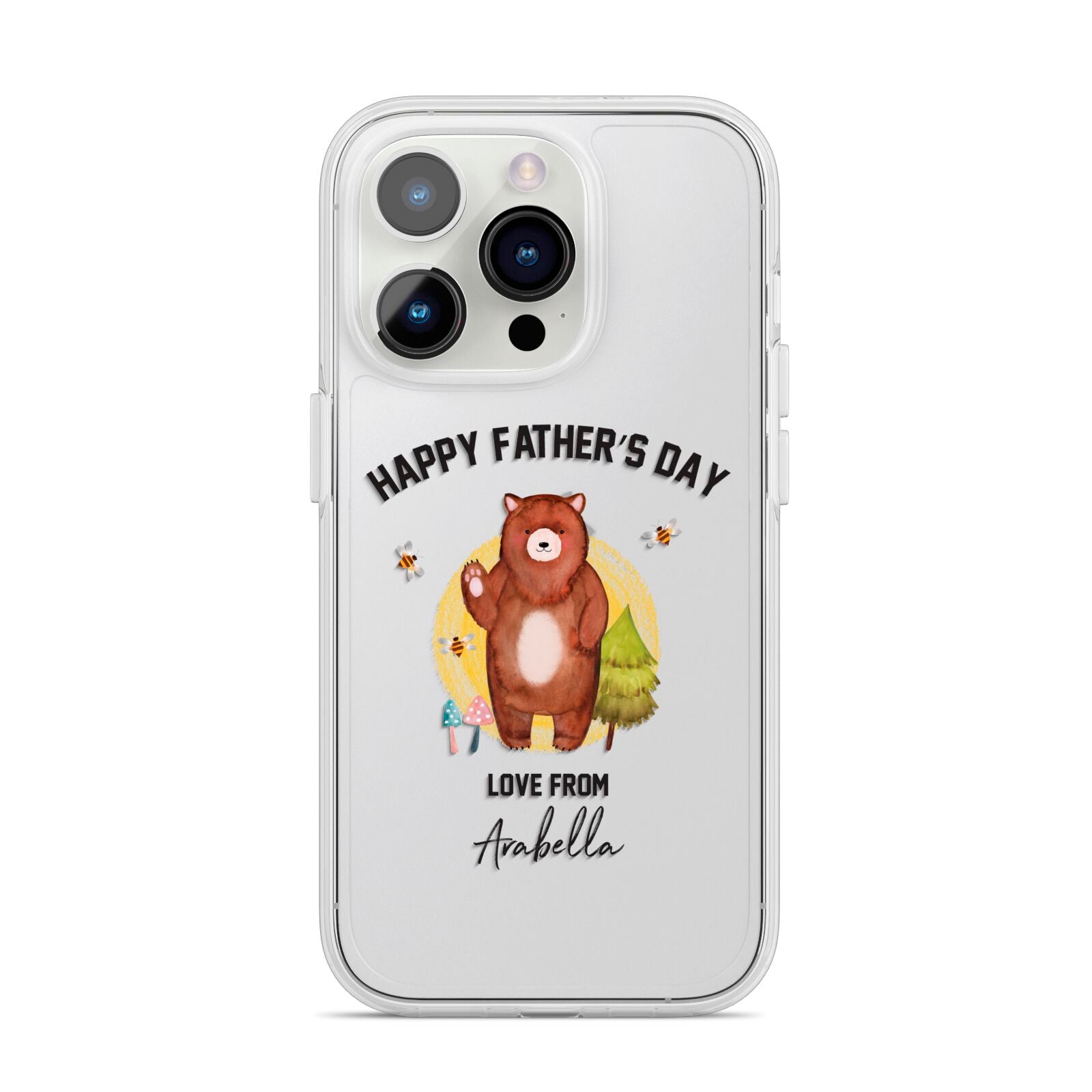 Fathers Day Bear iPhone 14 Pro Clear Tough Case Silver