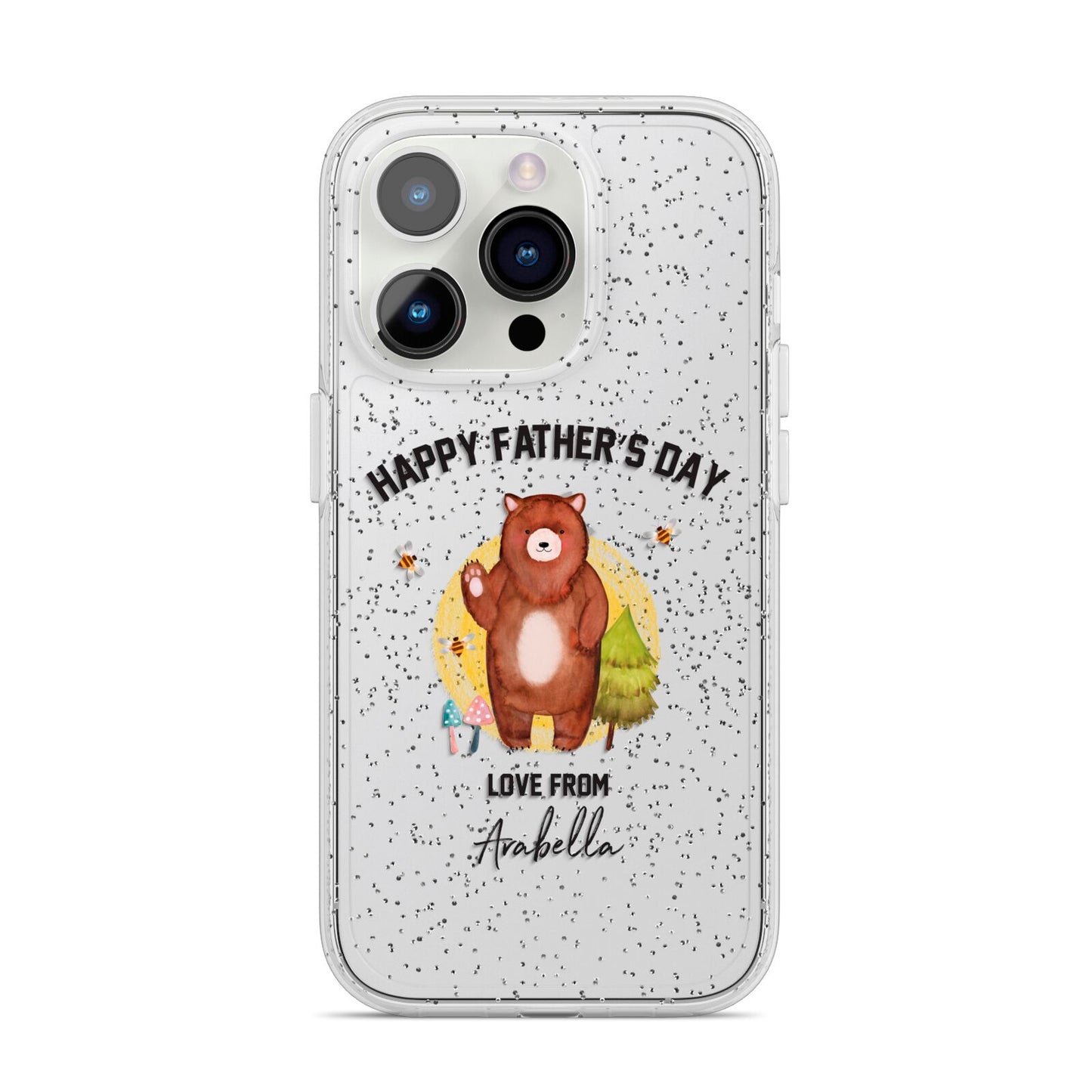 Fathers Day Bear iPhone 14 Pro Glitter Tough Case Silver