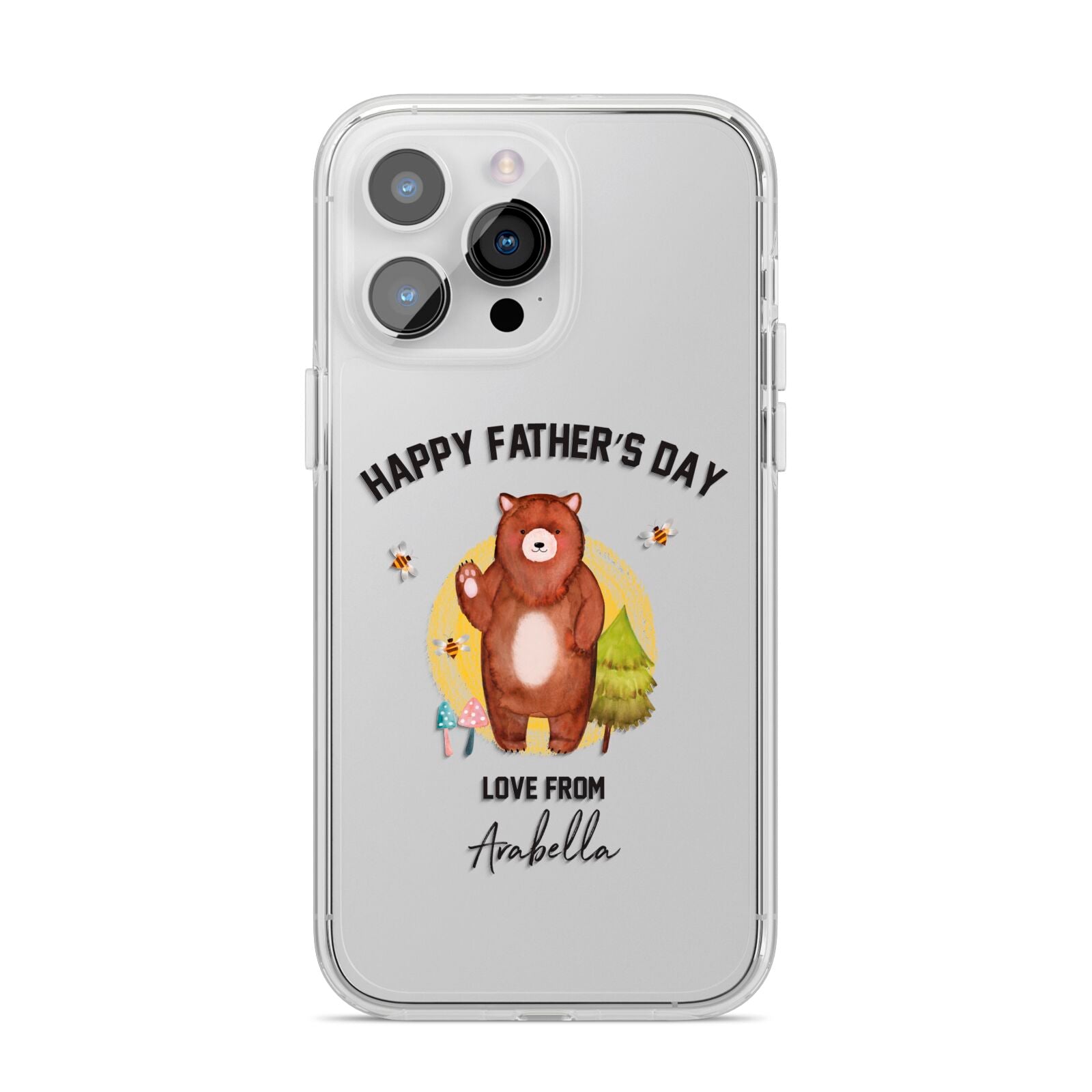 Fathers Day Bear iPhone 14 Pro Max Clear Tough Case Silver