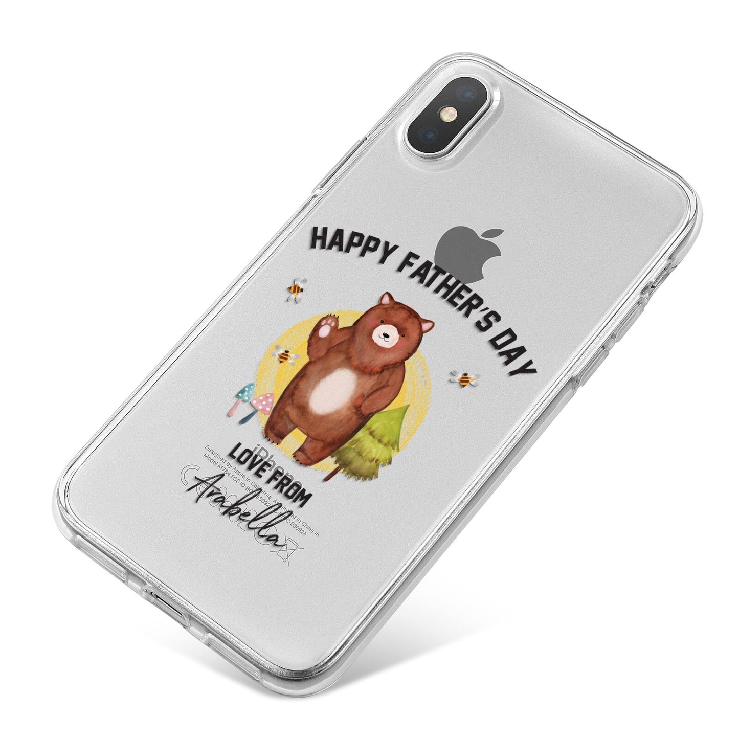 Fathers Day Bear iPhone X Bumper Case on Silver iPhone