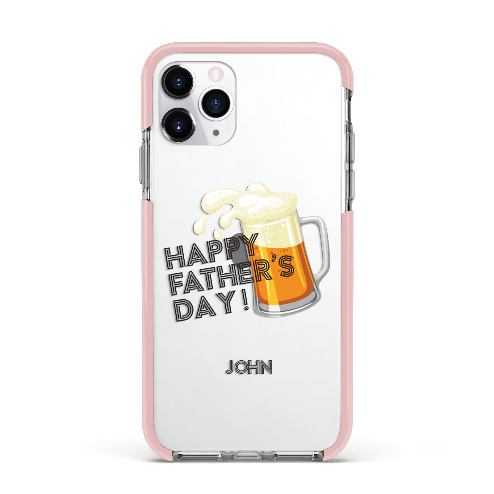 Fathers Day Custom Apple iPhone 11 Pro in Silver with Pink Impact Case