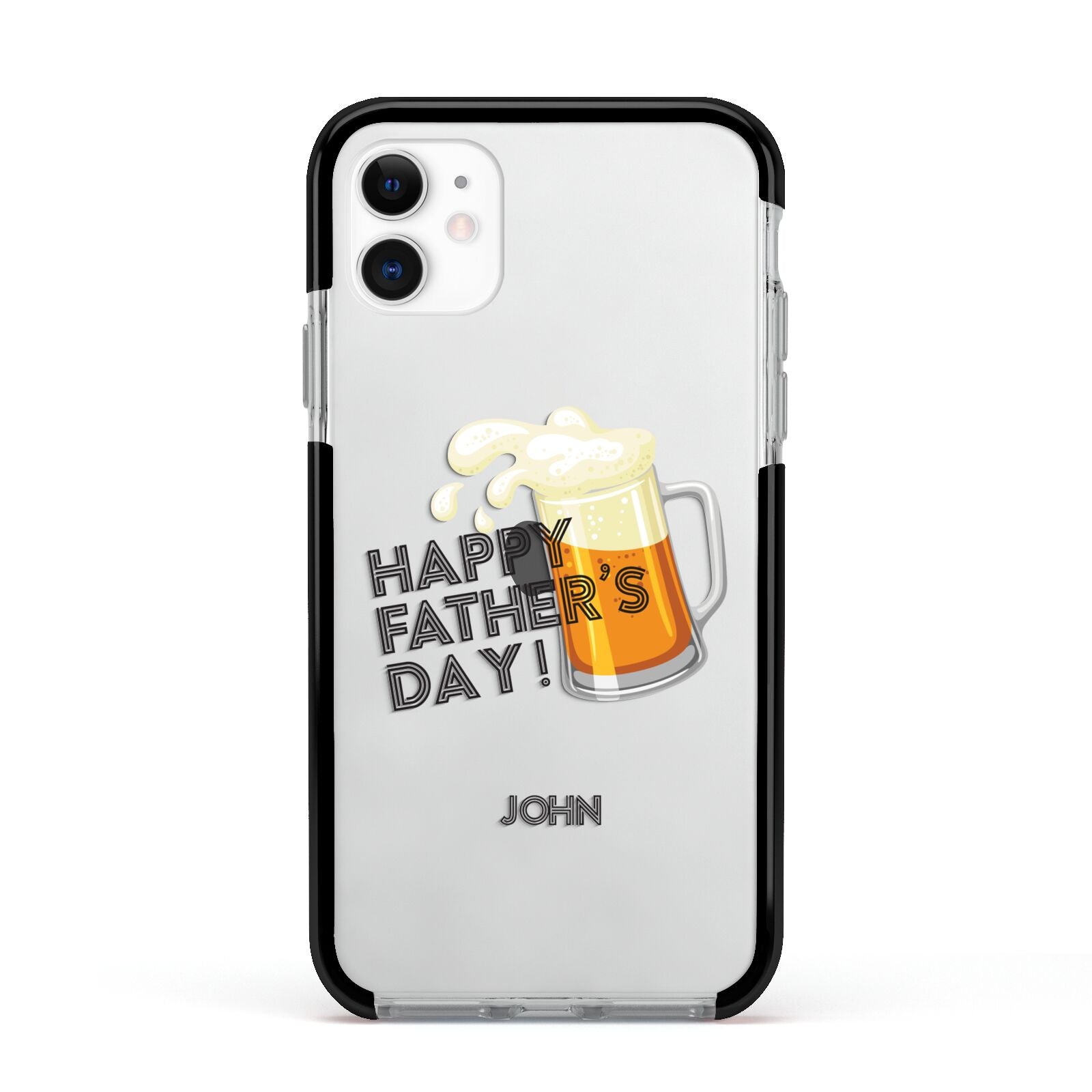Fathers Day Custom Apple iPhone 11 in White with Black Impact Case