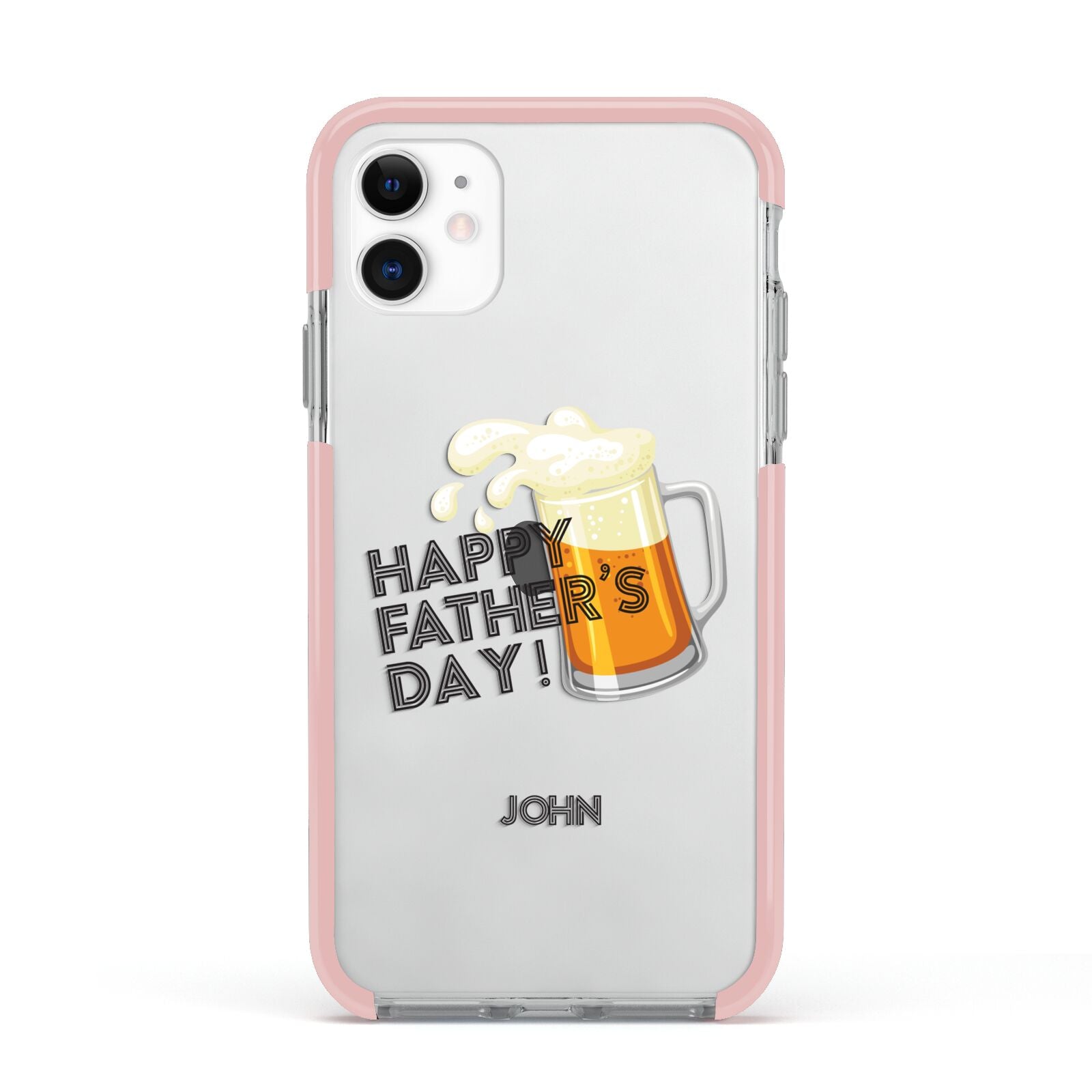 Fathers Day Custom Apple iPhone 11 in White with Pink Impact Case