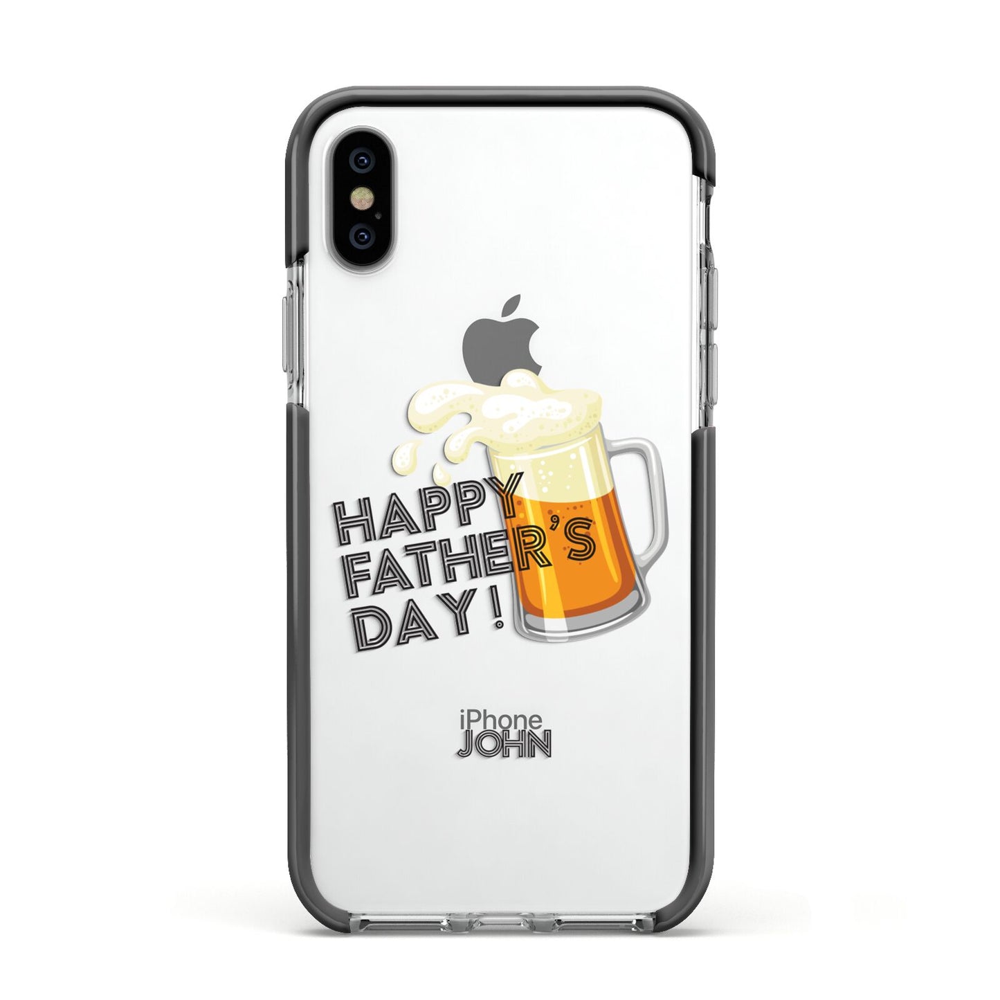 Fathers Day Custom Apple iPhone Xs Impact Case Black Edge on Silver Phone