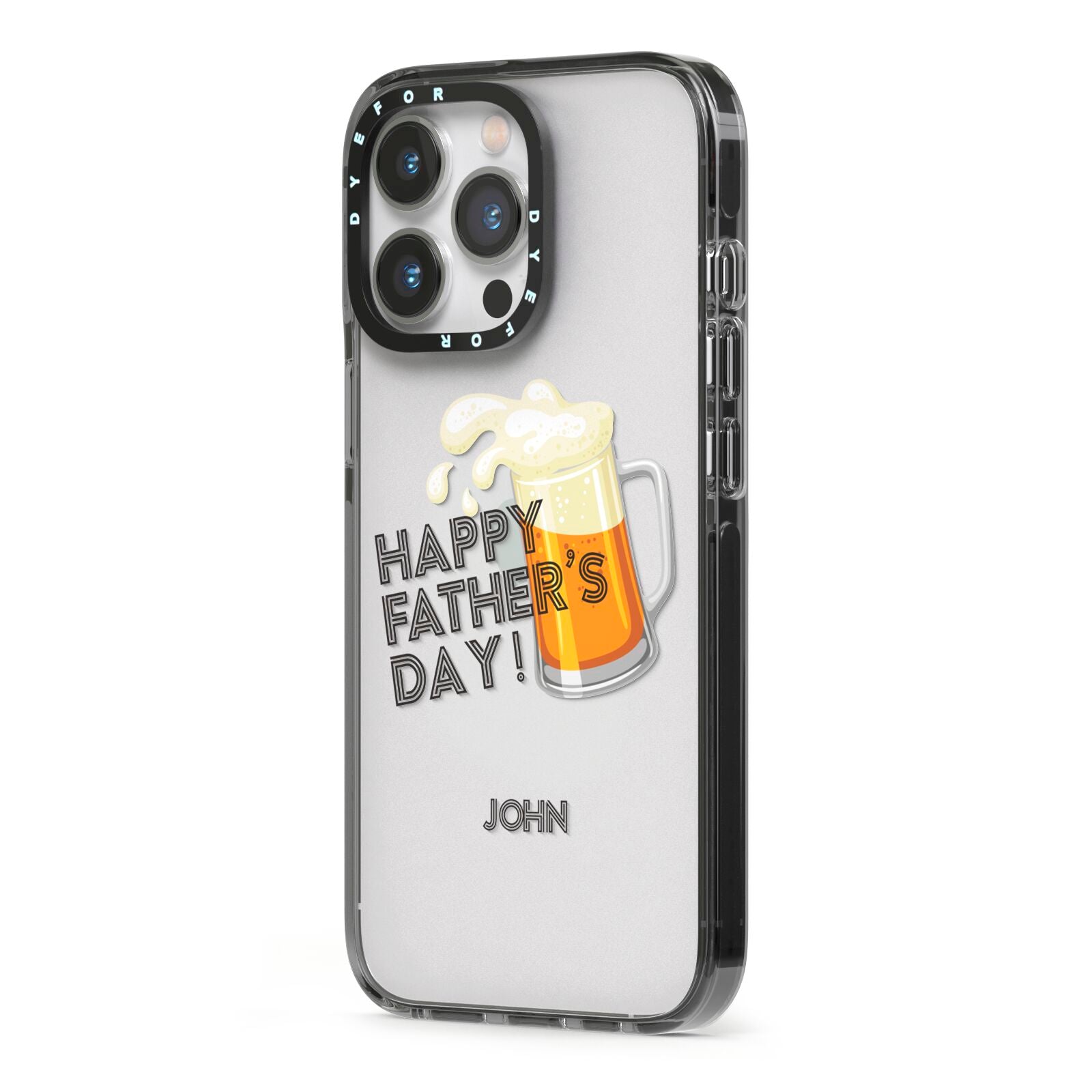 Fathers Day Custom iPhone 13 Pro Black Impact Case Side Angle on Silver phone