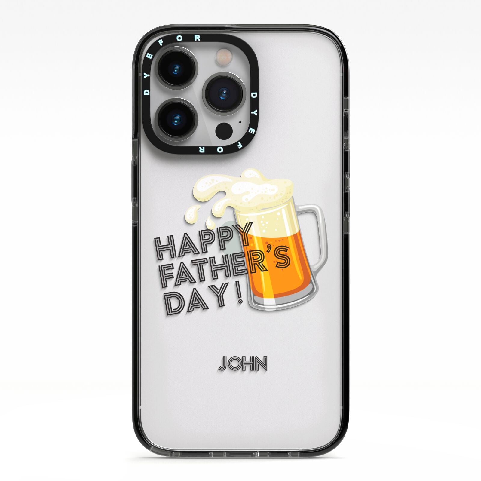 Fathers Day Custom iPhone 13 Pro Black Impact Case on Silver phone