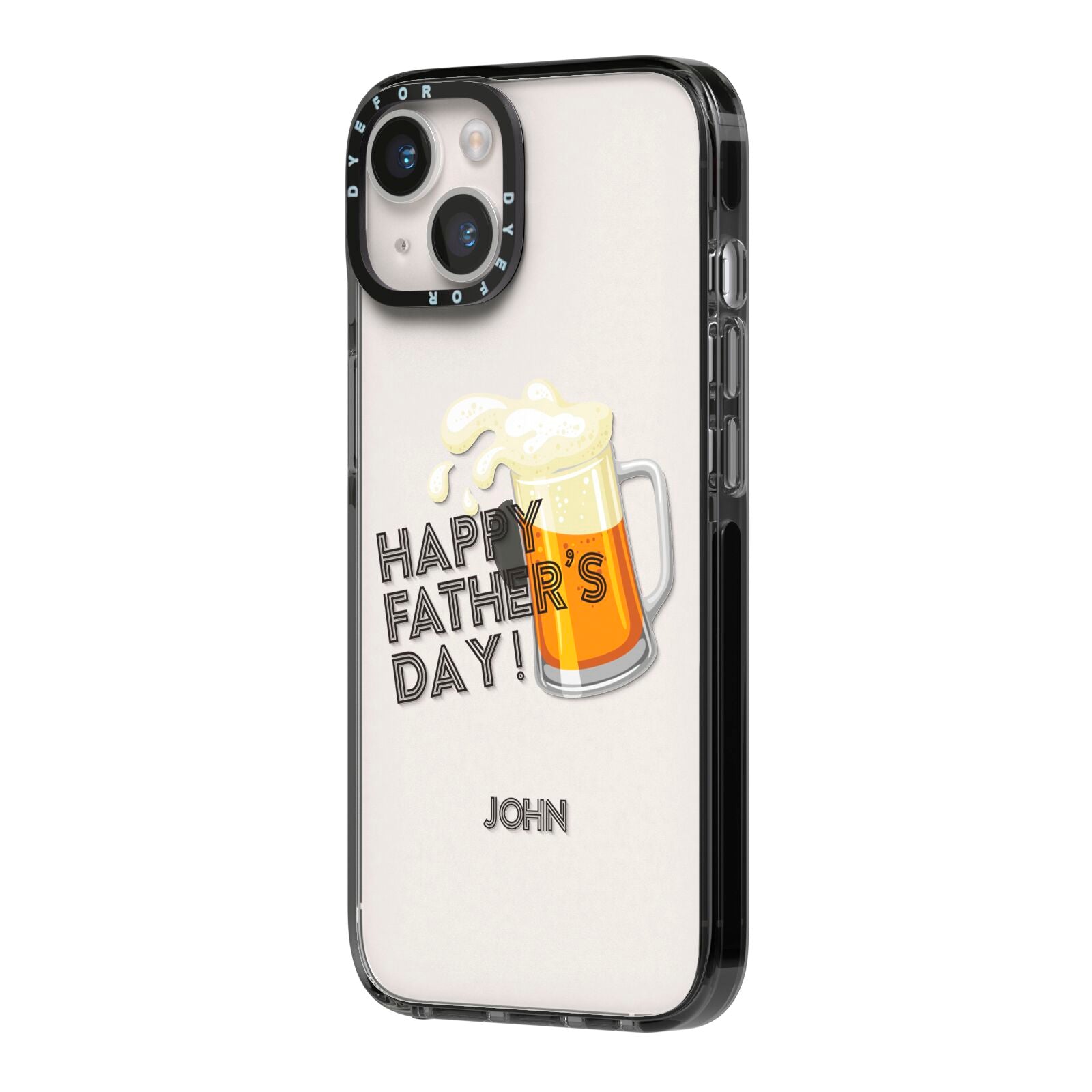 Fathers Day Custom iPhone 14 Black Impact Case Side Angle on Silver phone