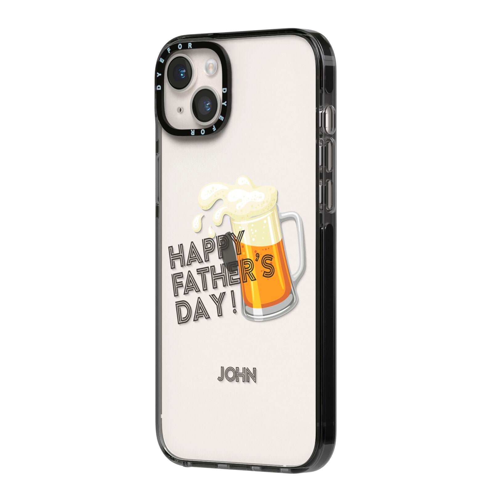 Fathers Day Custom iPhone 14 Plus Black Impact Case Side Angle on Silver phone