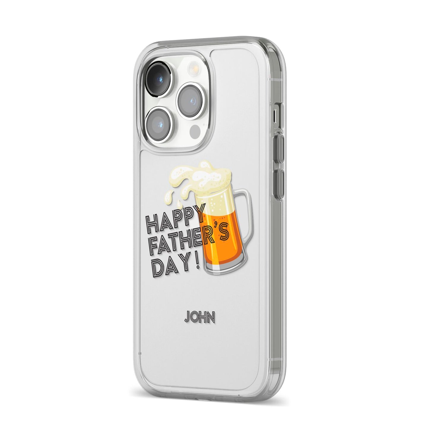 Fathers Day Custom iPhone 14 Pro Clear Tough Case Silver Angled Image