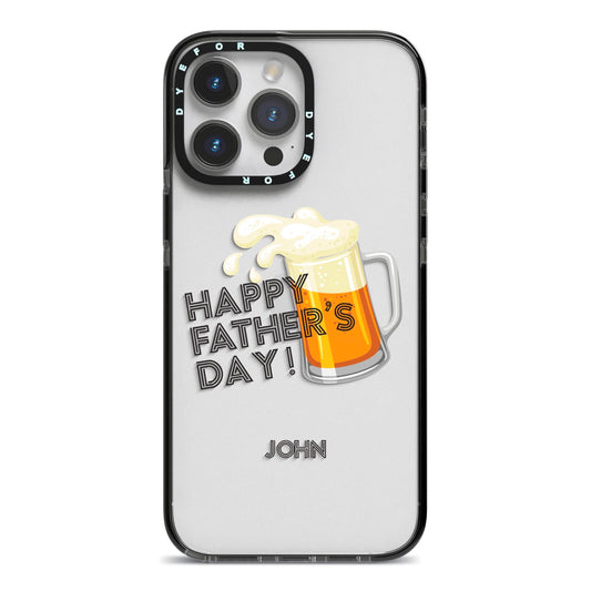 Fathers Day Custom iPhone 14 Pro Max Black Impact Case on Silver phone
