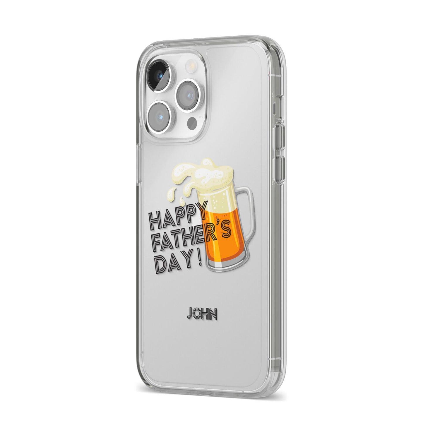 Fathers Day Custom iPhone 14 Pro Max Clear Tough Case Silver Angled Image