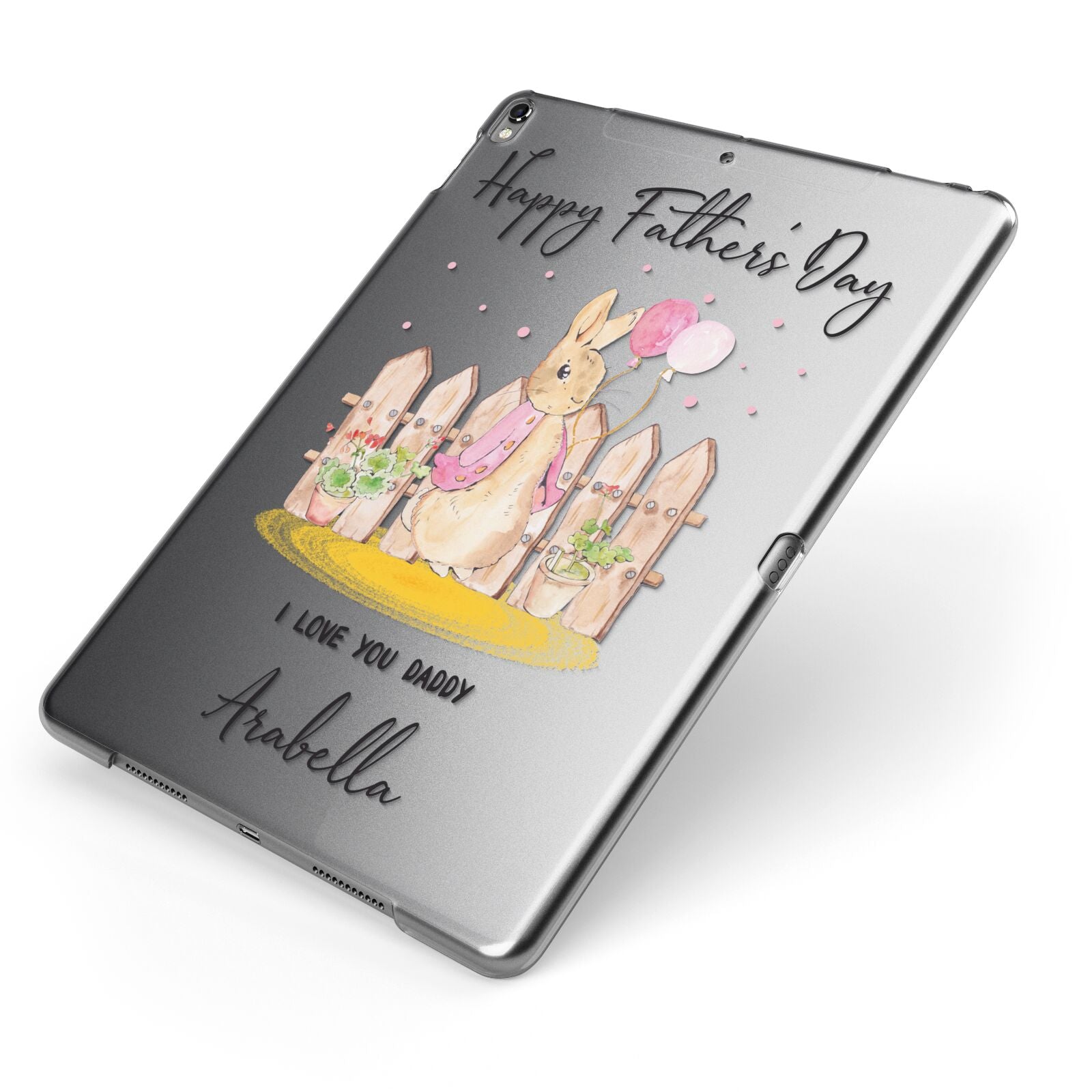 Fathers Day Girl Rabbit Apple iPad Case on Grey iPad Side View