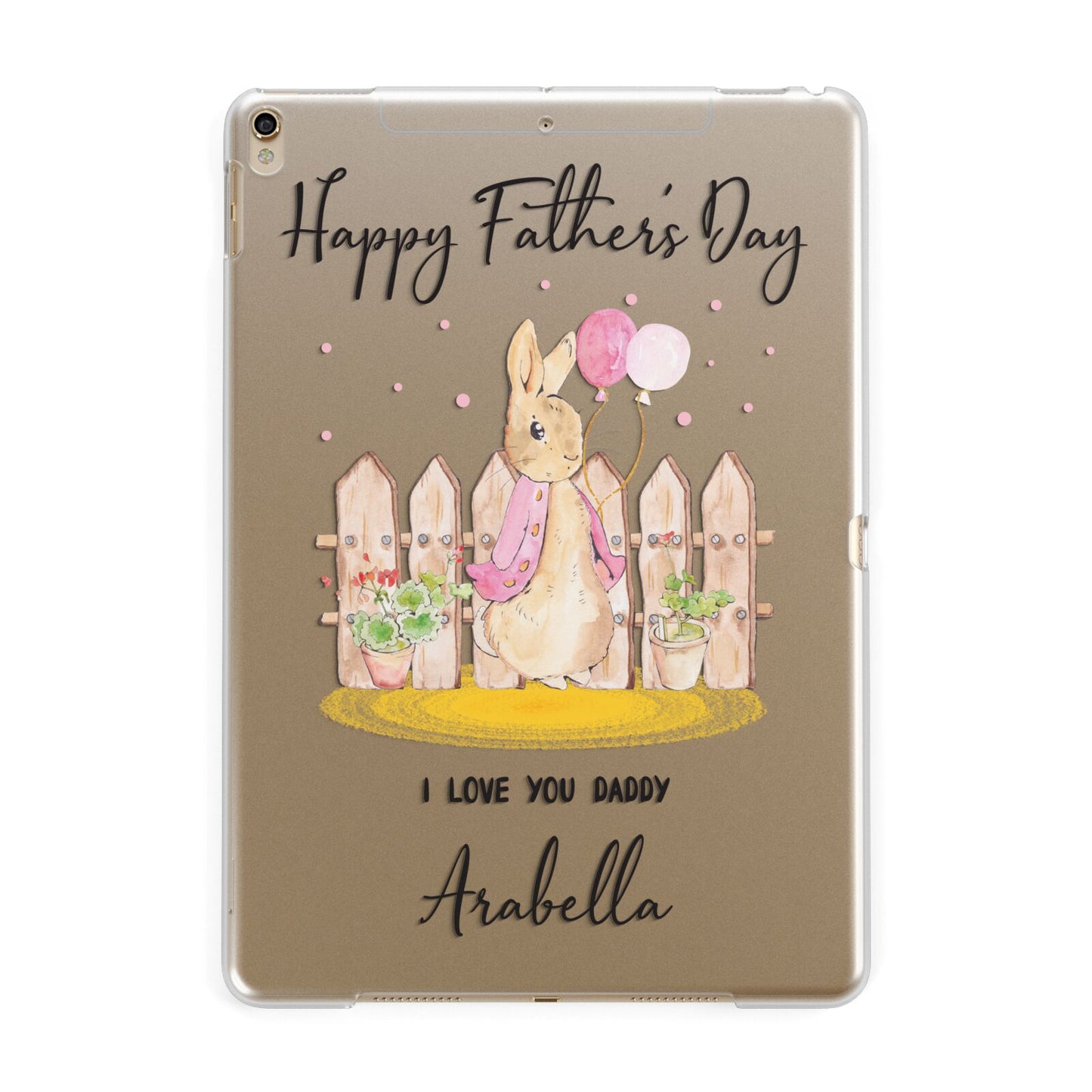 Fathers Day Girl Rabbit Apple iPad Gold Case