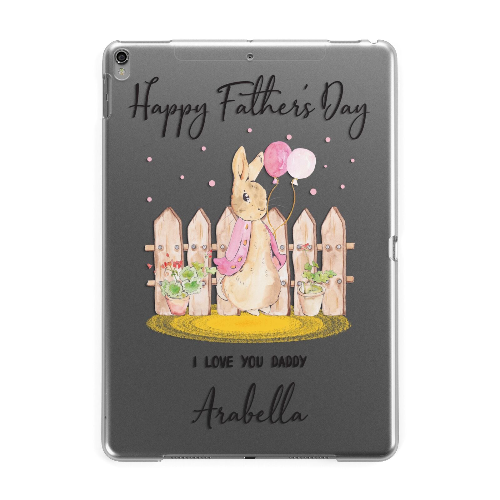 Fathers Day Girl Rabbit Apple iPad Grey Case