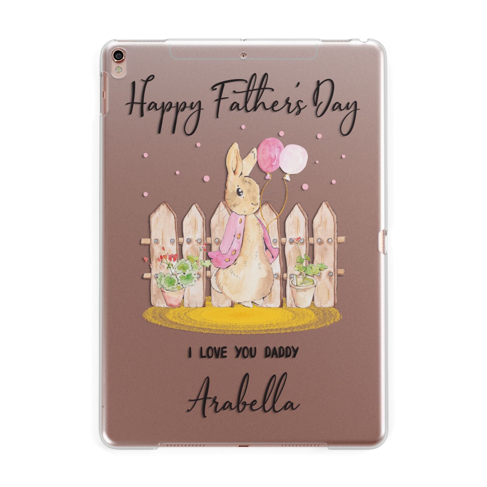 Fathers Day Girl Rabbit Apple iPad Rose Gold Case