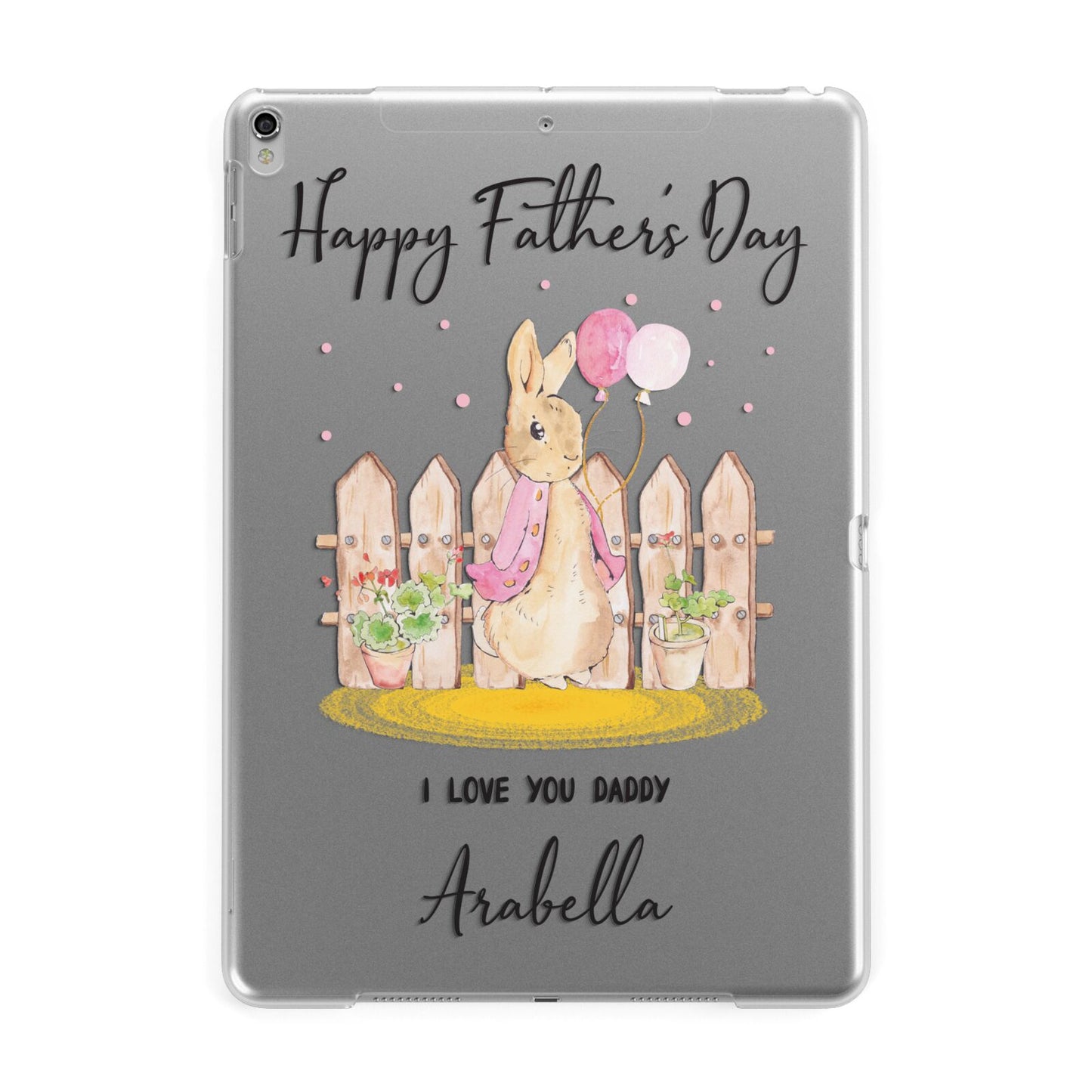 Fathers Day Girl Rabbit Apple iPad Silver Case