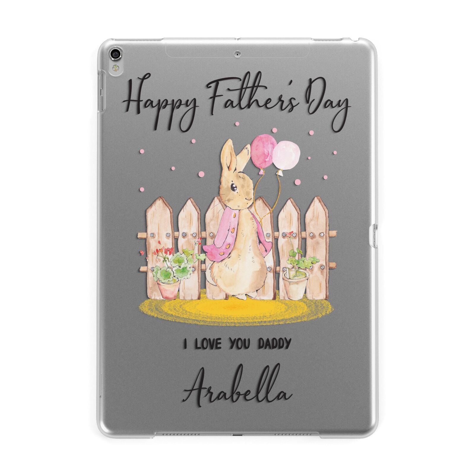 Fathers Day Girl Rabbit Apple iPad Silver Case