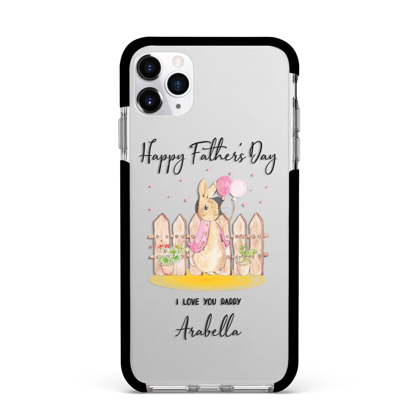 Fathers Day Girl Rabbit Apple iPhone 11 Pro Max in Silver with Black Impact Case