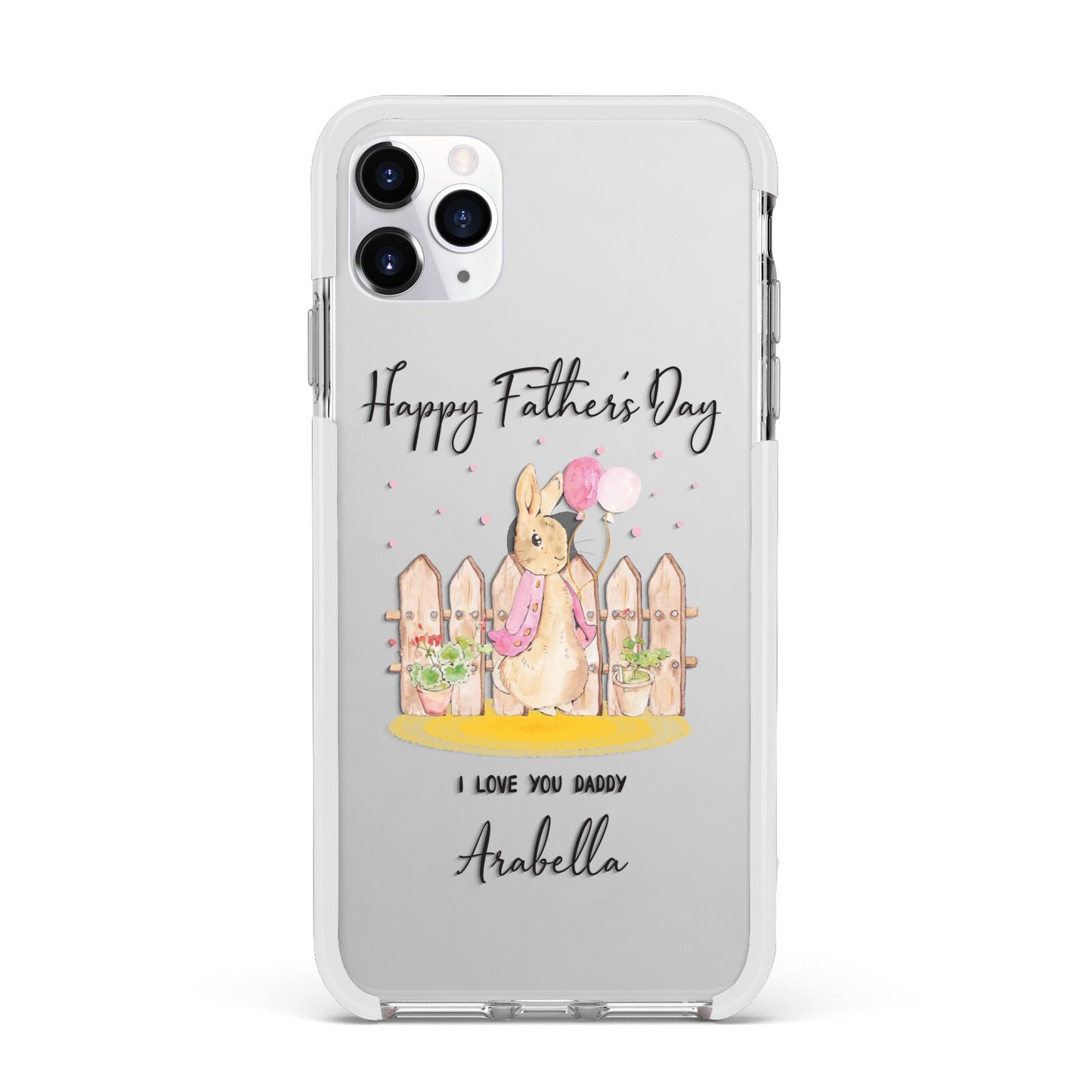 Fathers Day Girl Rabbit Apple iPhone 11 Pro Max in Silver with White Impact Case