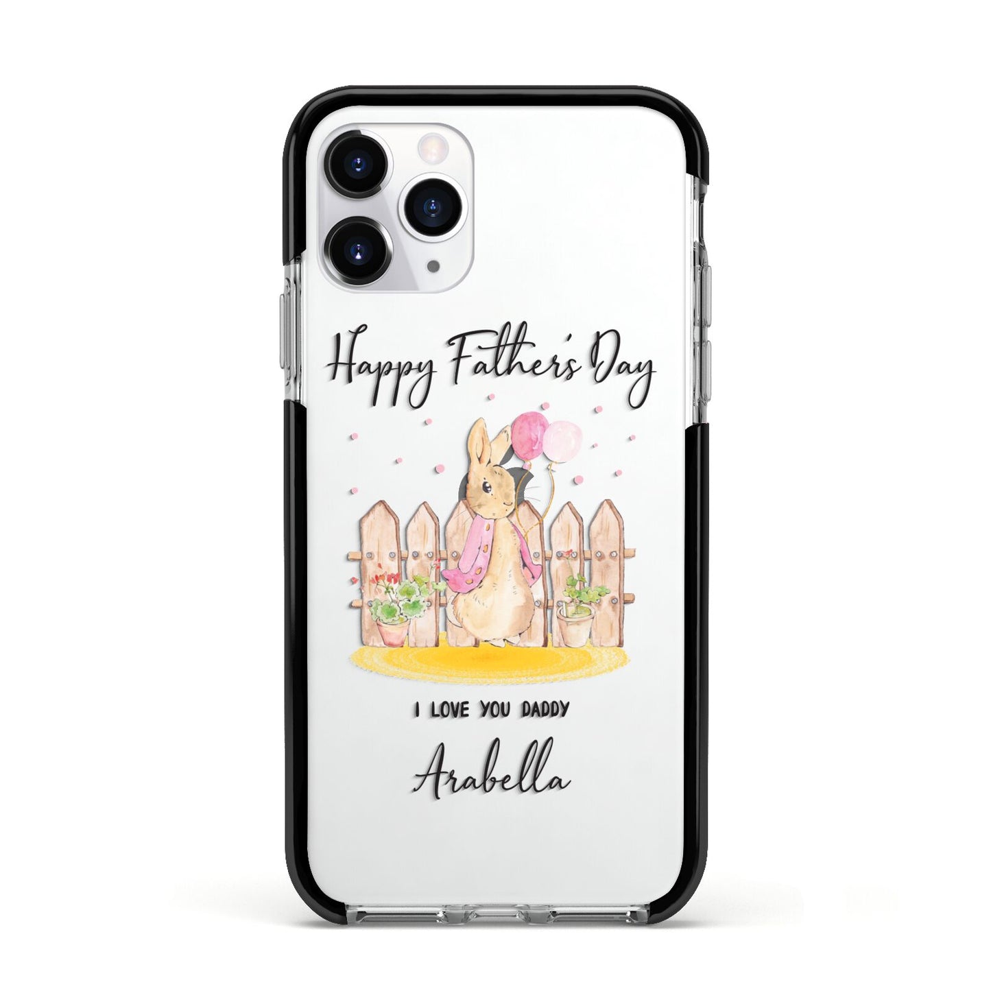 Fathers Day Girl Rabbit Apple iPhone 11 Pro in Silver with Black Impact Case