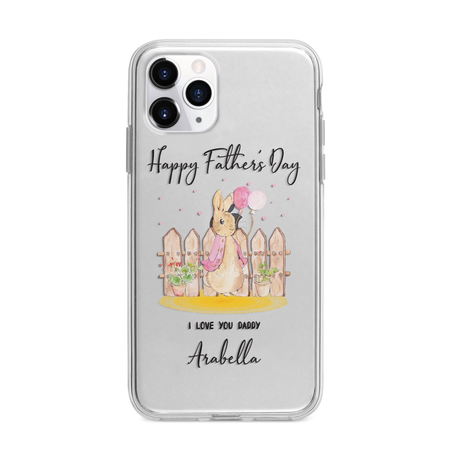 Fathers Day Girl Rabbit Apple iPhone 11 Pro in Silver with Bumper Case