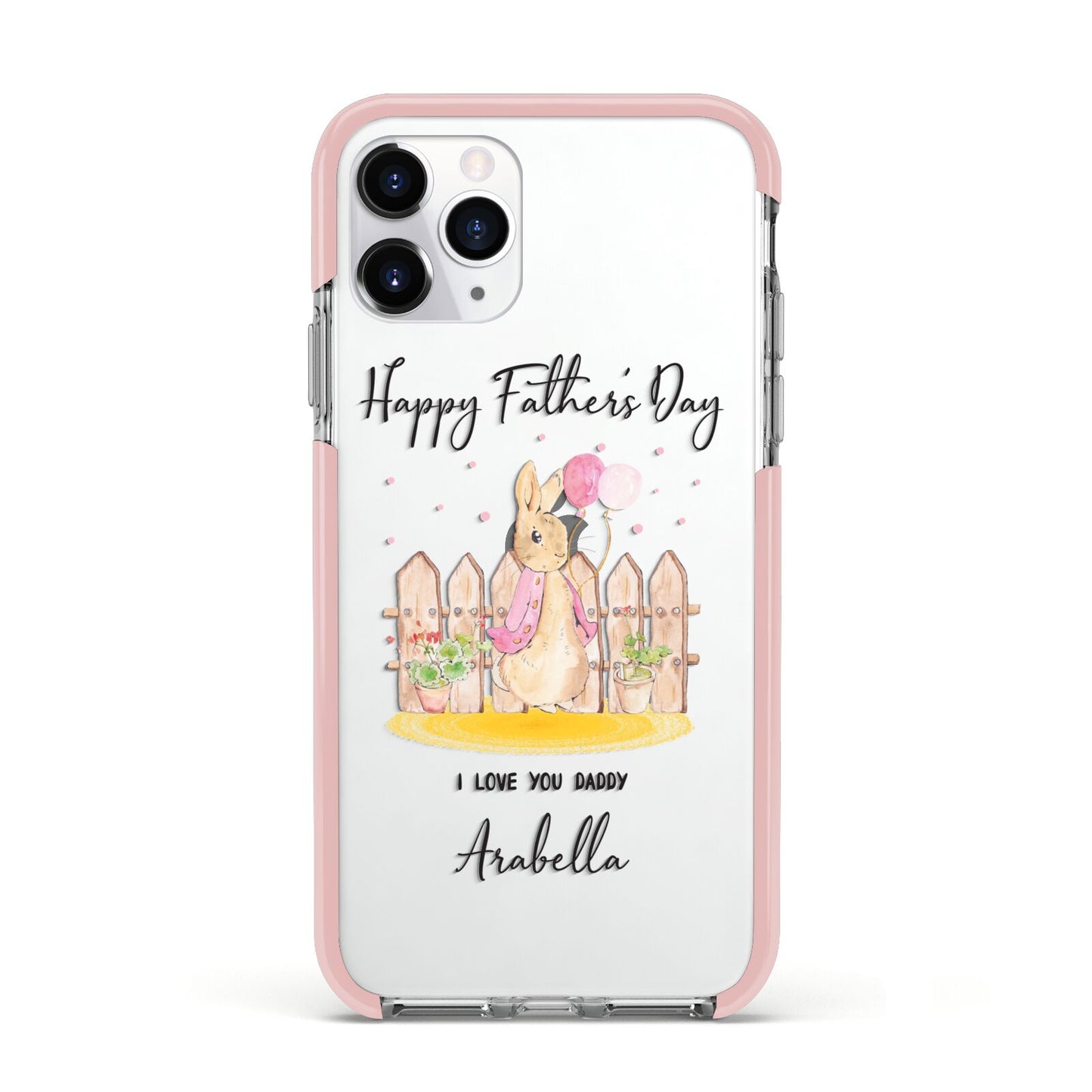 Fathers Day Girl Rabbit Apple iPhone 11 Pro in Silver with Pink Impact Case