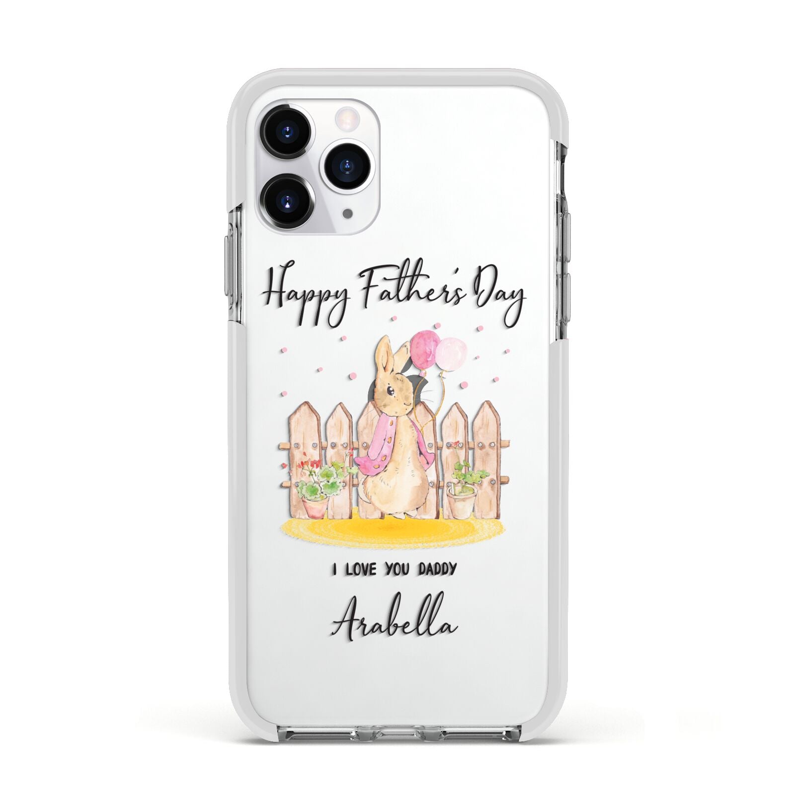 Fathers Day Girl Rabbit Apple iPhone 11 Pro in Silver with White Impact Case