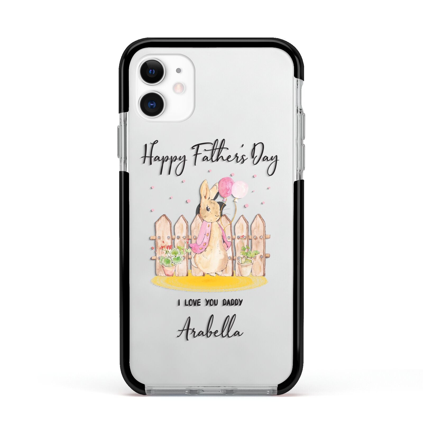 Fathers Day Girl Rabbit Apple iPhone 11 in White with Black Impact Case