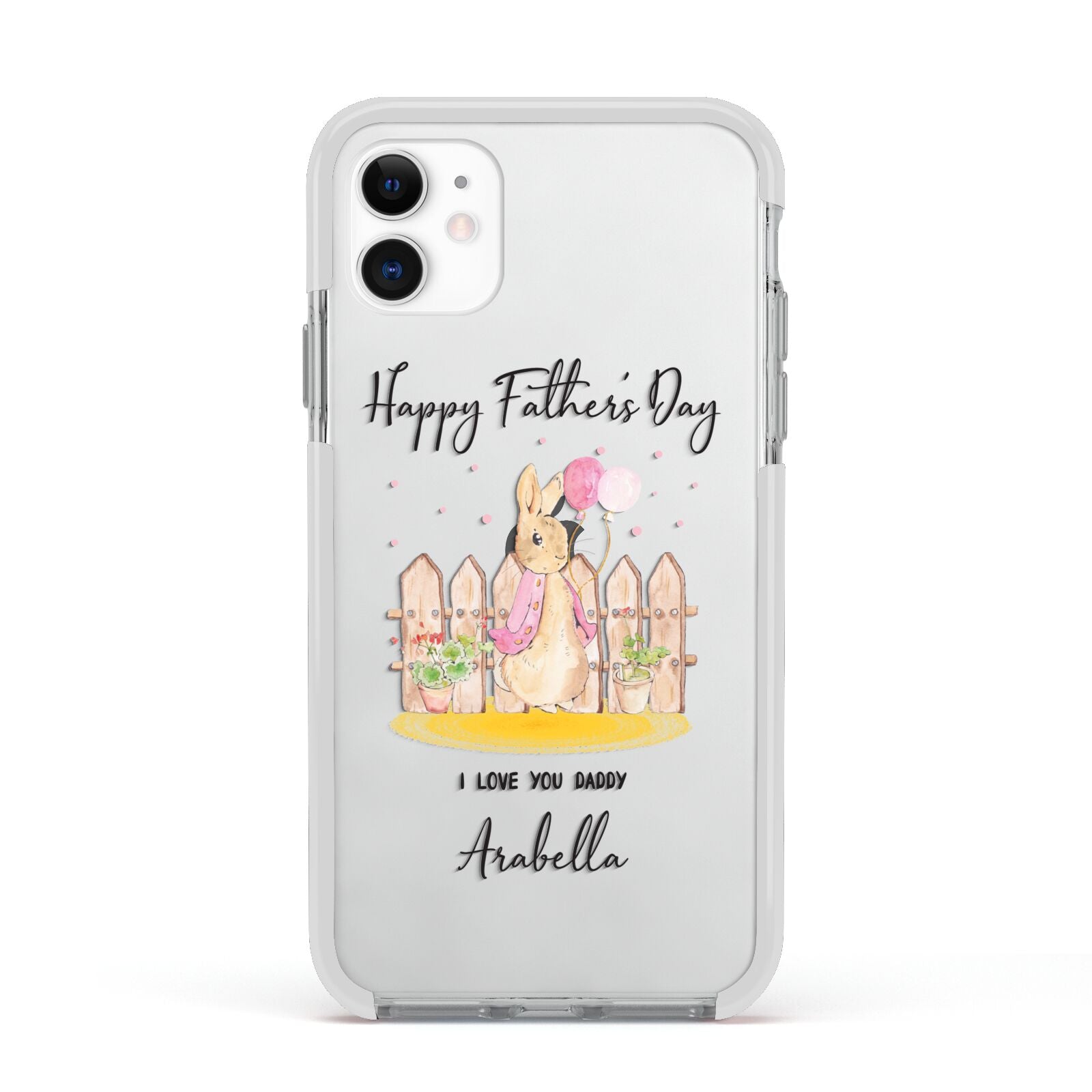 Fathers Day Girl Rabbit Apple iPhone 11 in White with White Impact Case
