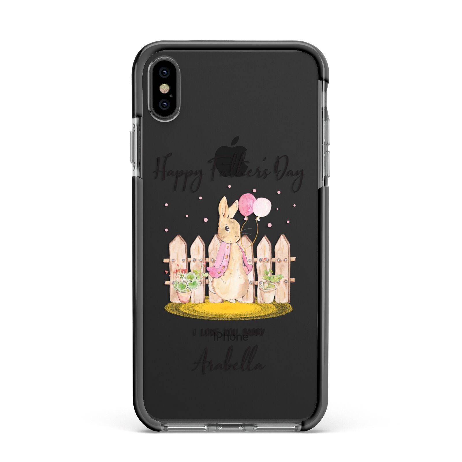 Fathers Day Girl Rabbit Apple iPhone Xs Max Impact Case Black Edge on Black Phone