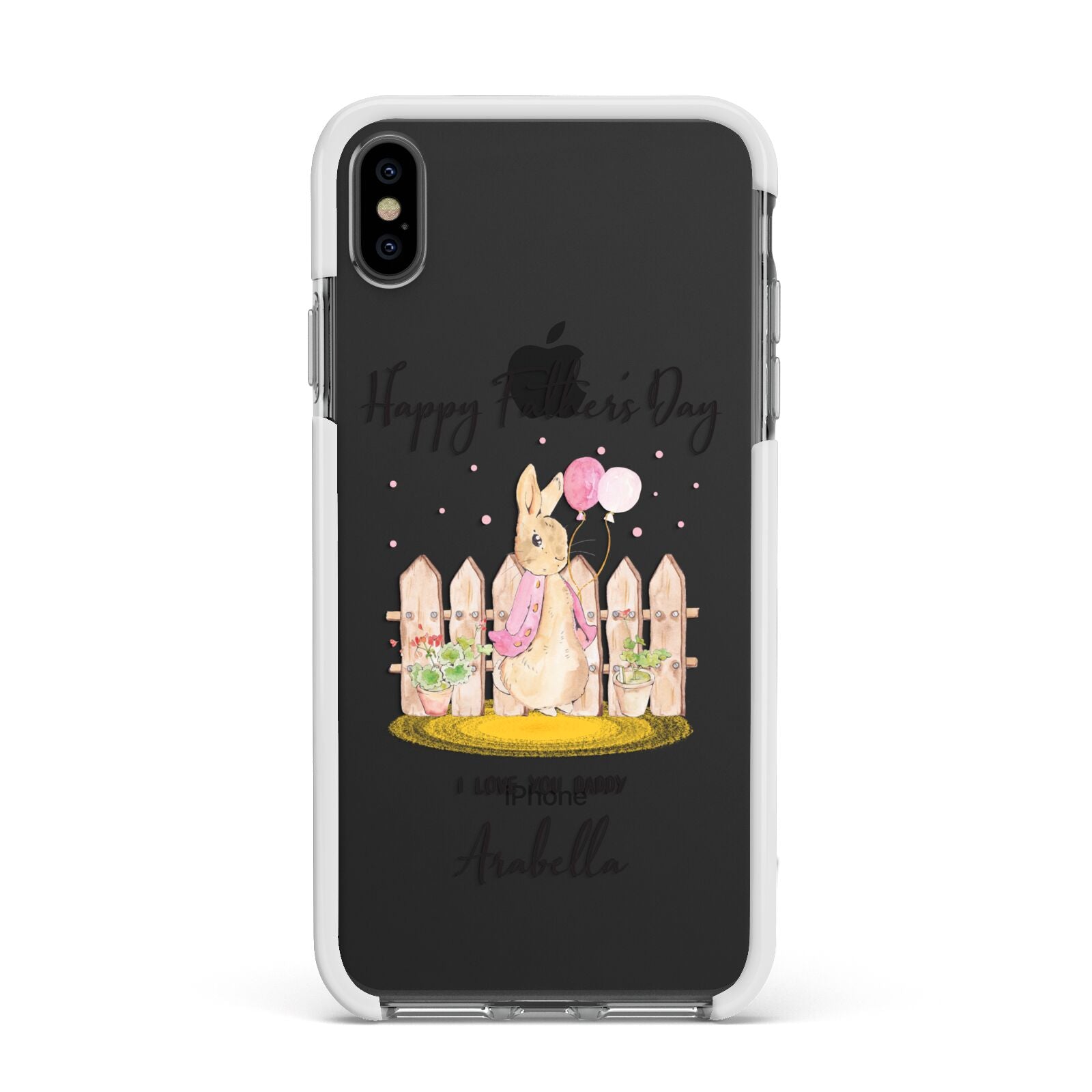 Fathers Day Girl Rabbit Apple iPhone Xs Max Impact Case White Edge on Black Phone