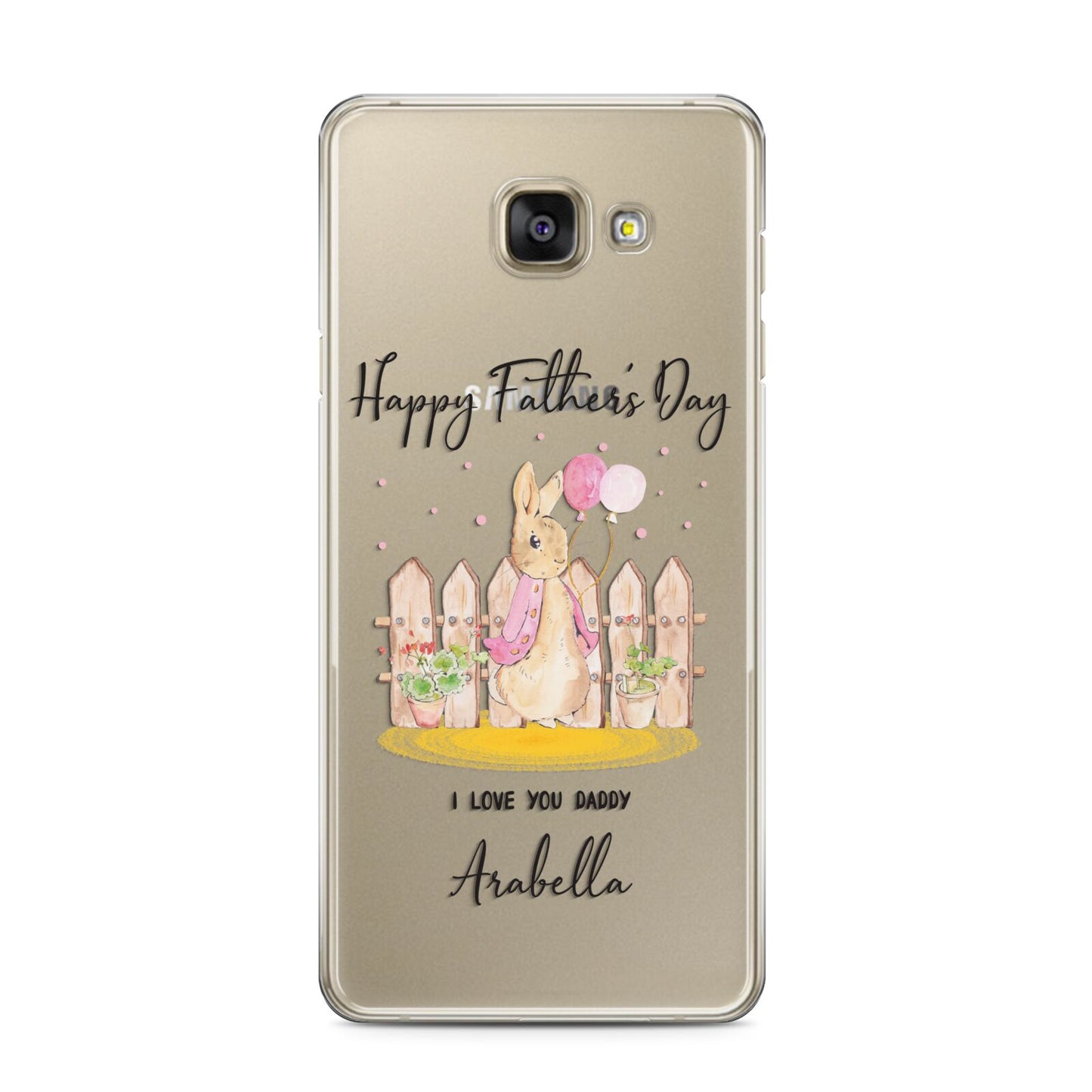 Fathers Day Girl Rabbit Samsung Galaxy A3 2016 Case on gold phone