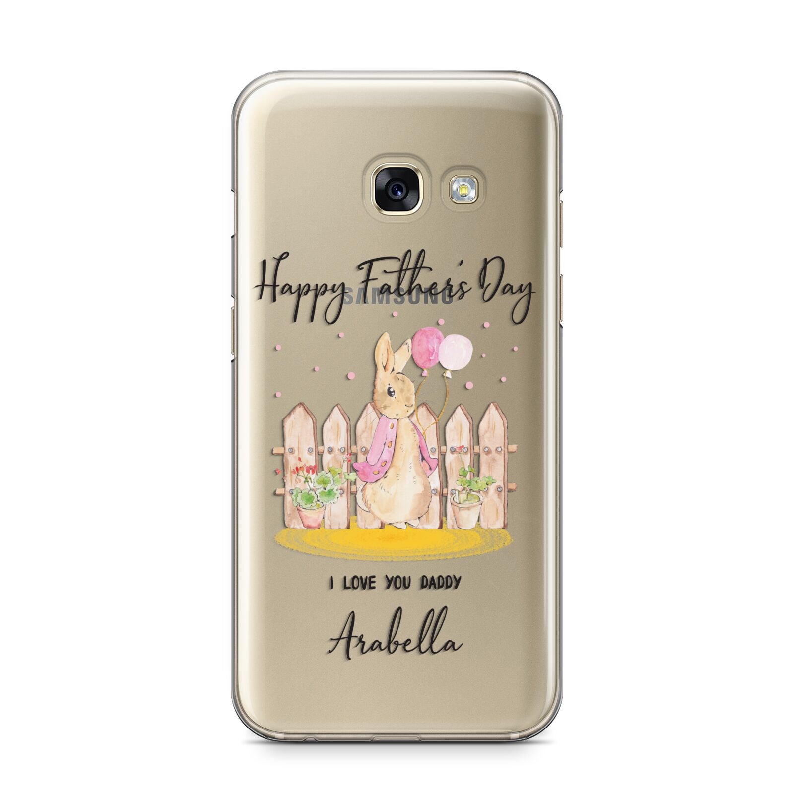 Fathers Day Girl Rabbit Samsung Galaxy A3 2017 Case on gold phone