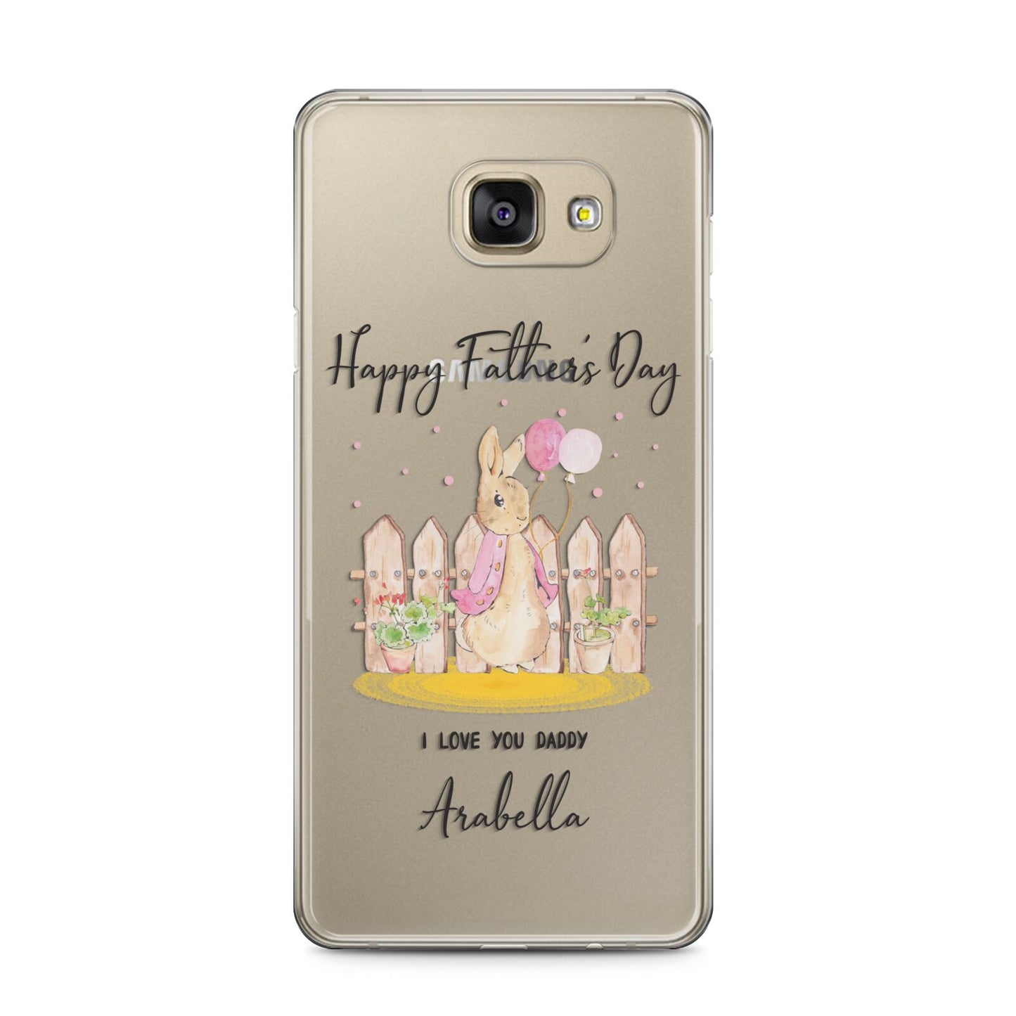 Fathers Day Girl Rabbit Samsung Galaxy A5 2016 Case on gold phone
