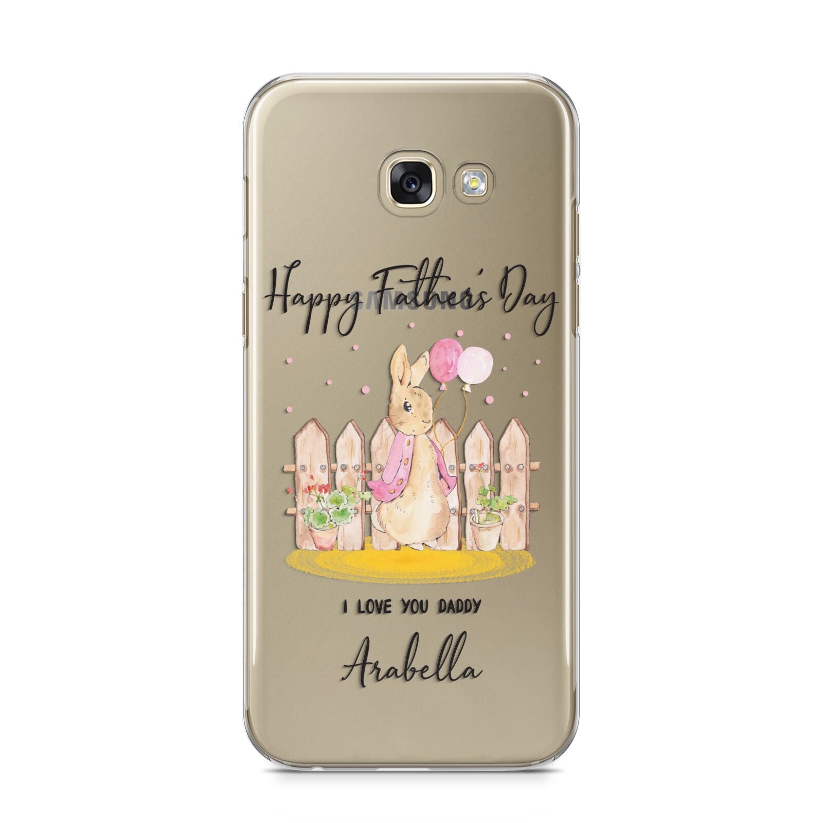 Fathers Day Girl Rabbit Samsung Galaxy A5 2017 Case on gold phone