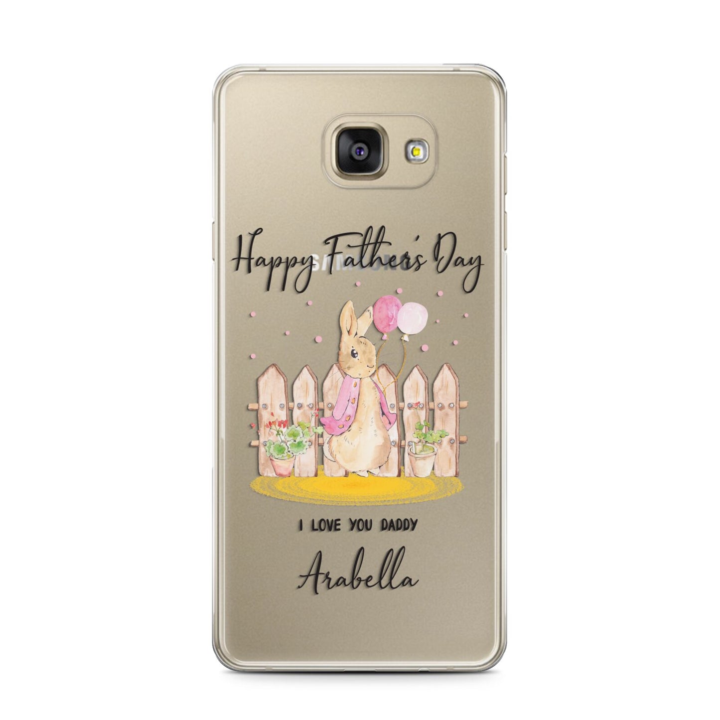 Fathers Day Girl Rabbit Samsung Galaxy A7 2016 Case on gold phone