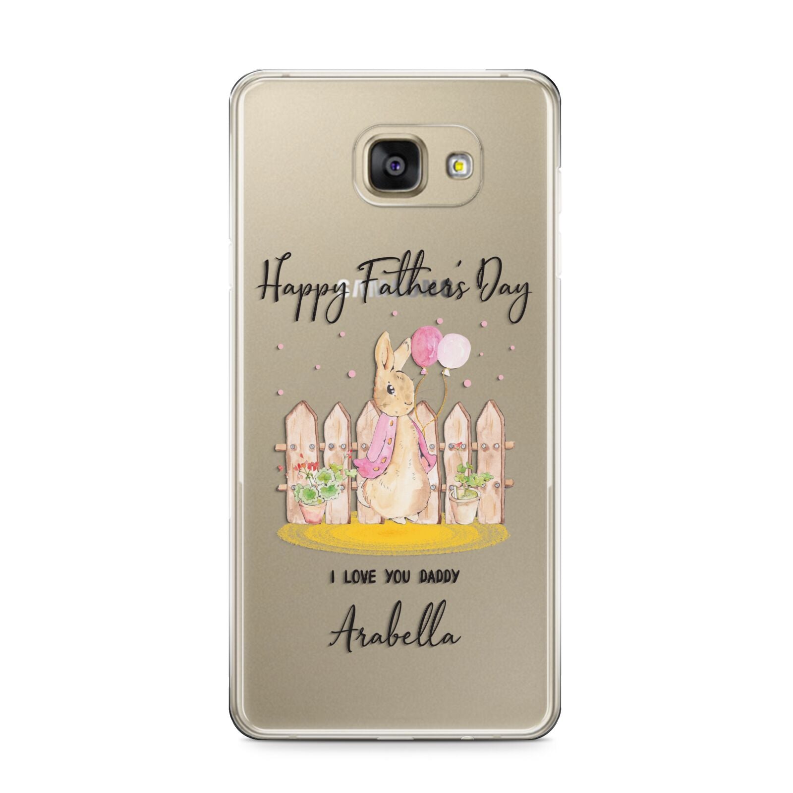 Fathers Day Girl Rabbit Samsung Galaxy A9 2016 Case on gold phone