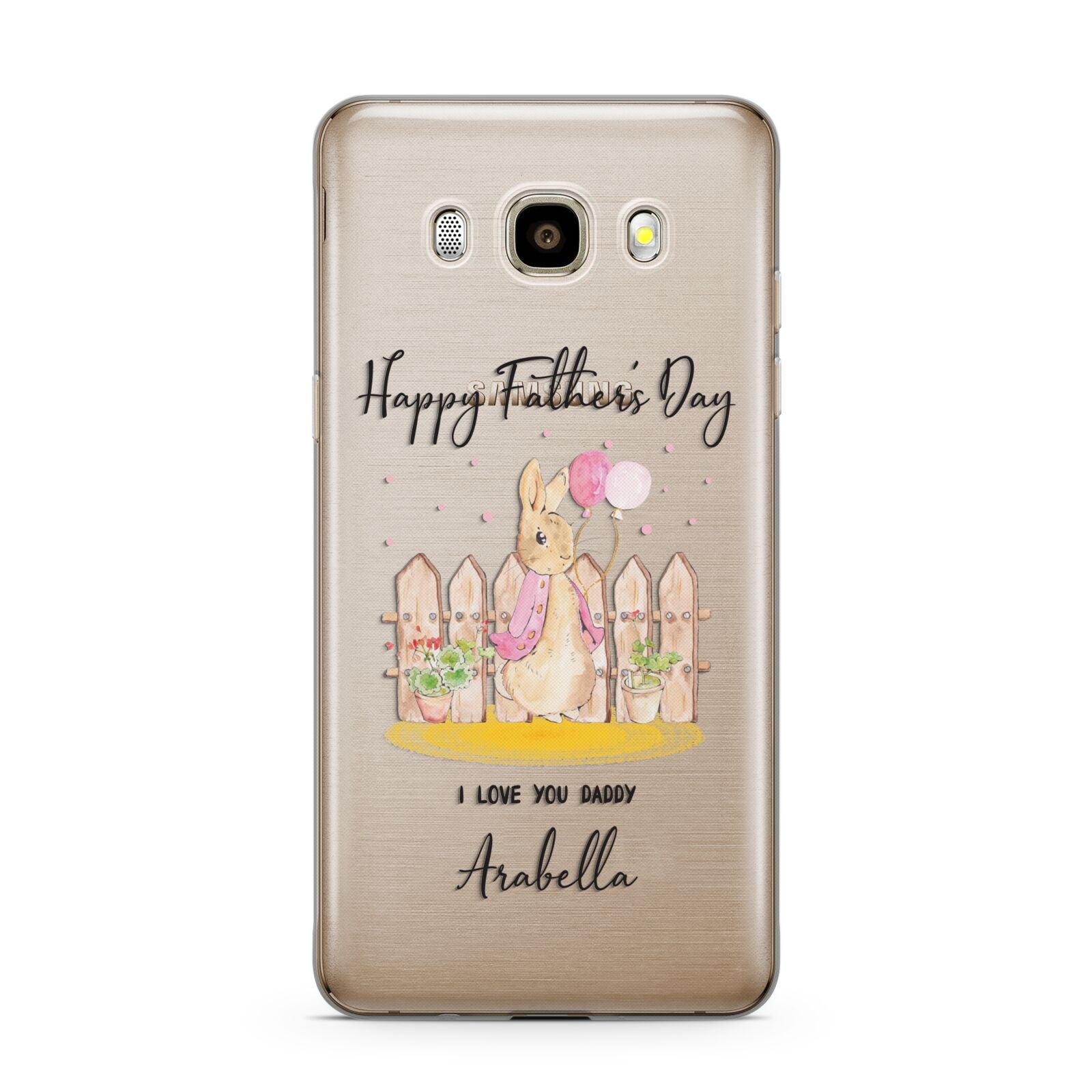 Fathers Day Girl Rabbit Samsung Galaxy J7 2016 Case on gold phone