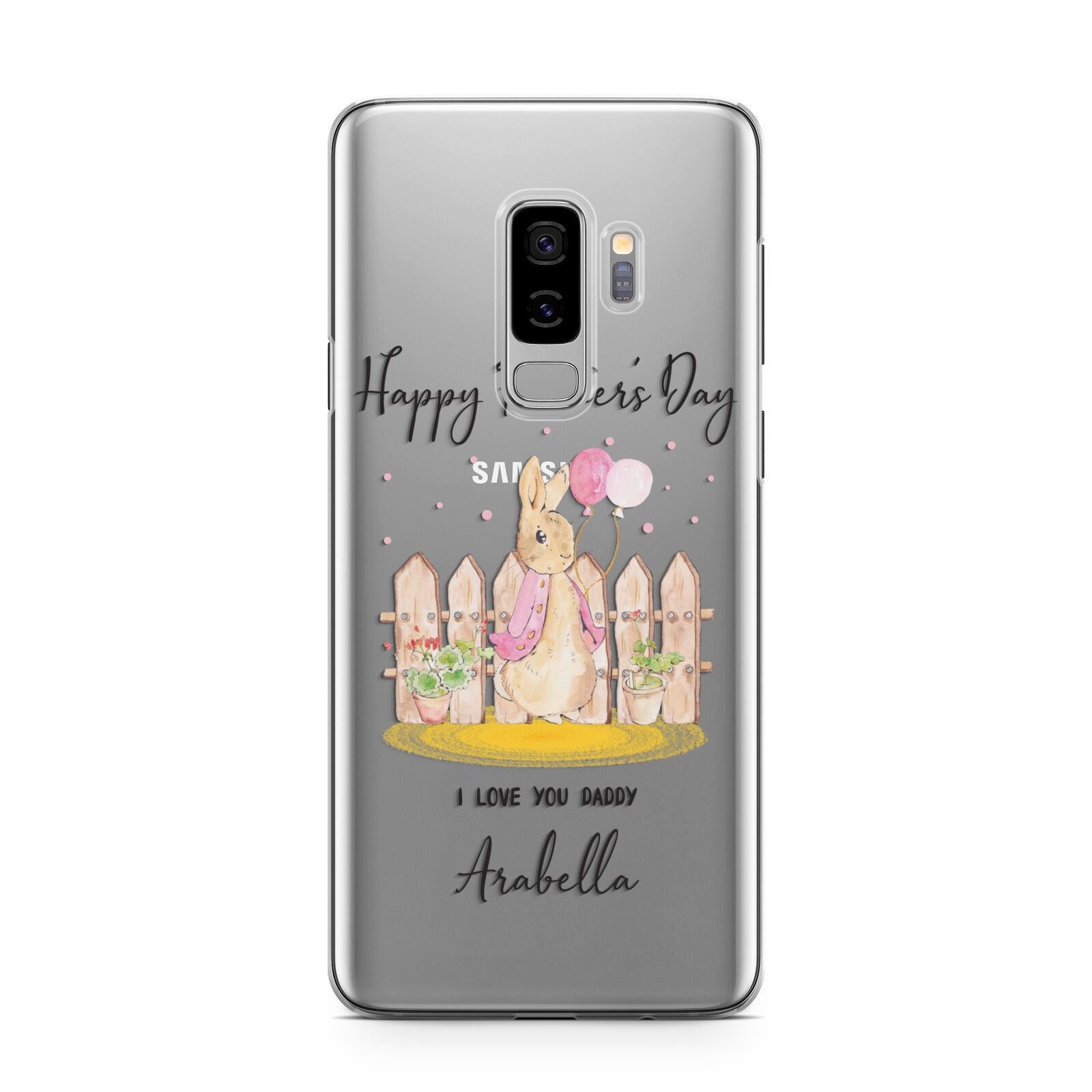 Fathers Day Girl Rabbit Samsung Galaxy S9 Plus Case on Silver phone