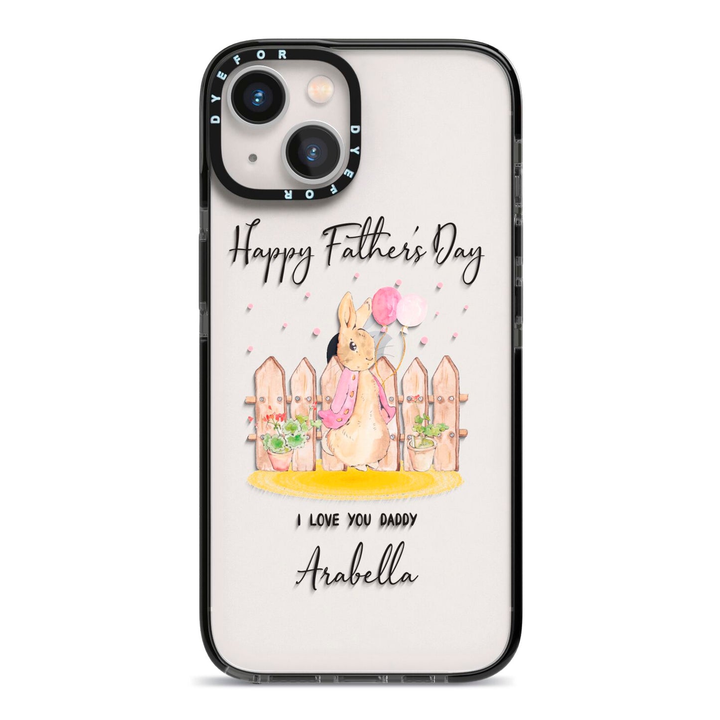 Fathers Day Girl Rabbit iPhone 13 Black Impact Case on Silver phone