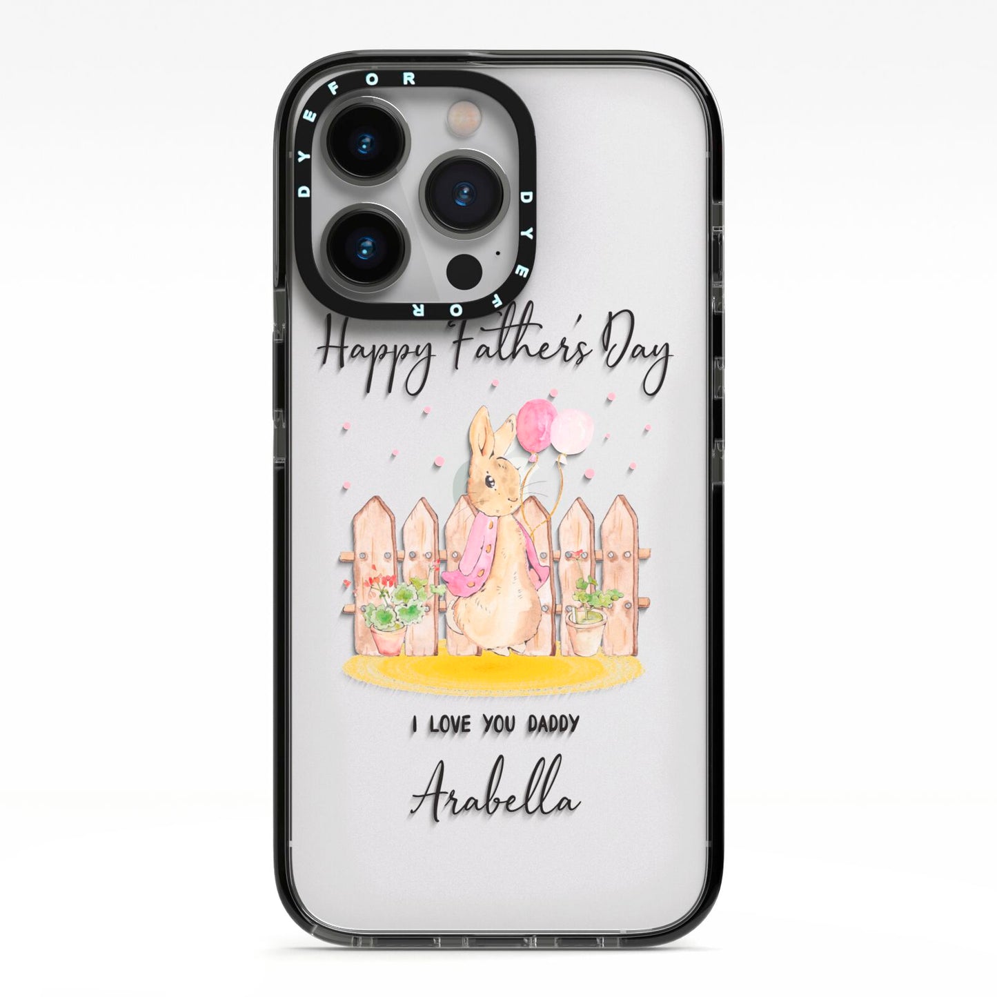 Fathers Day Girl Rabbit iPhone 13 Pro Black Impact Case on Silver phone