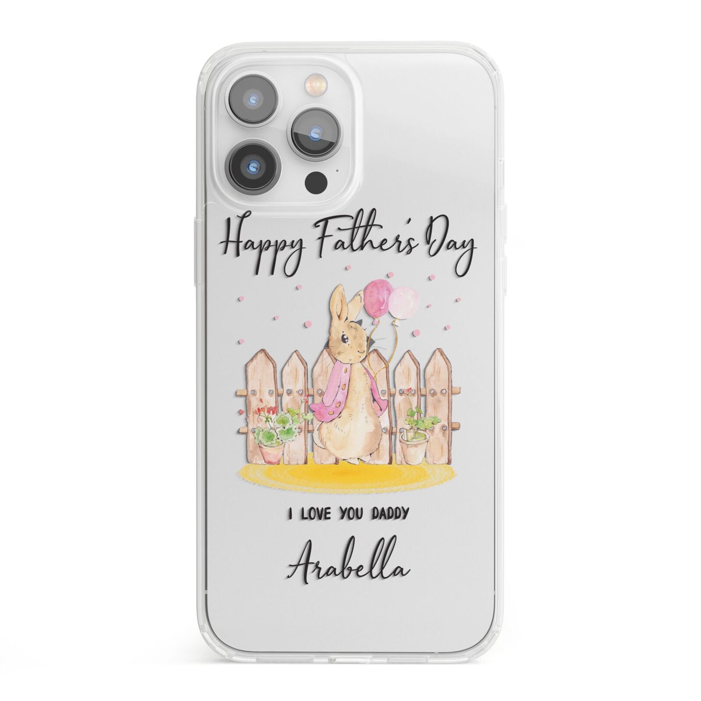 Fathers Day Girl Rabbit iPhone 13 Pro Max Clear Bumper Case