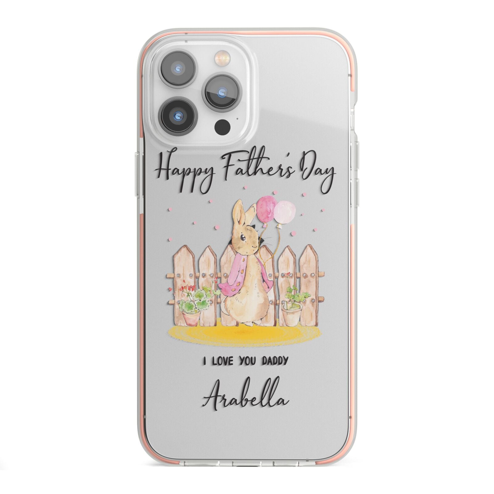 Fathers Day Girl Rabbit iPhone 13 Pro Max TPU Impact Case with Pink Edges